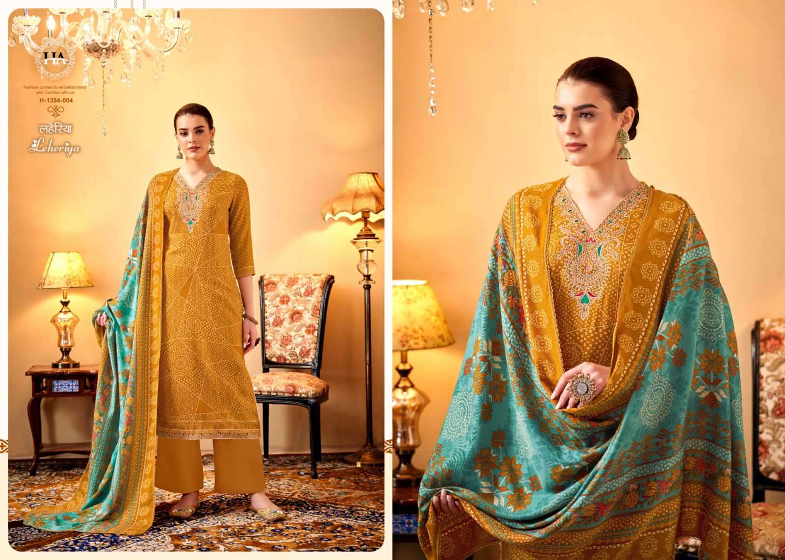 HARSHIT FASHION HUB LEHERIYA PASHMINA SUIT