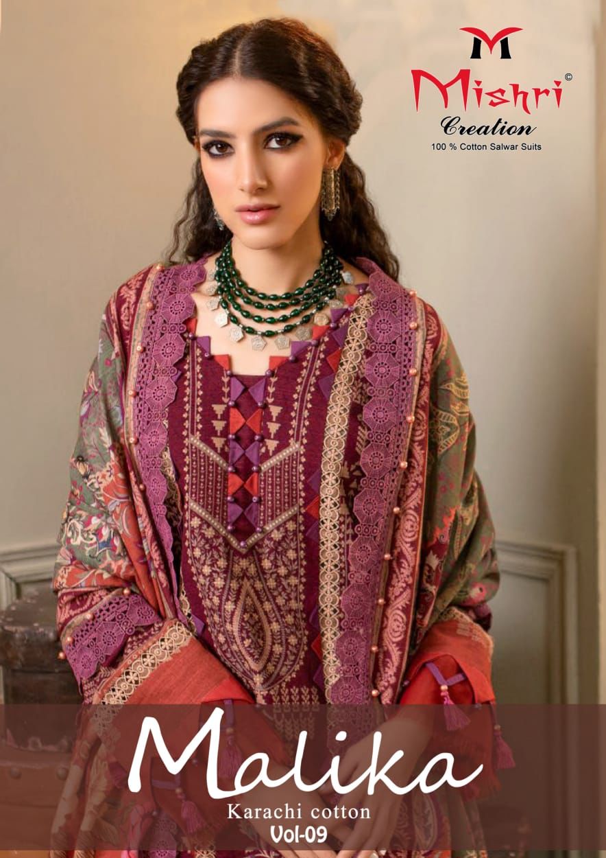 Mishri Creation Mallika Vol 9 Cotton Karachi Style Print Unstitched Suits Wholesaler Surat
