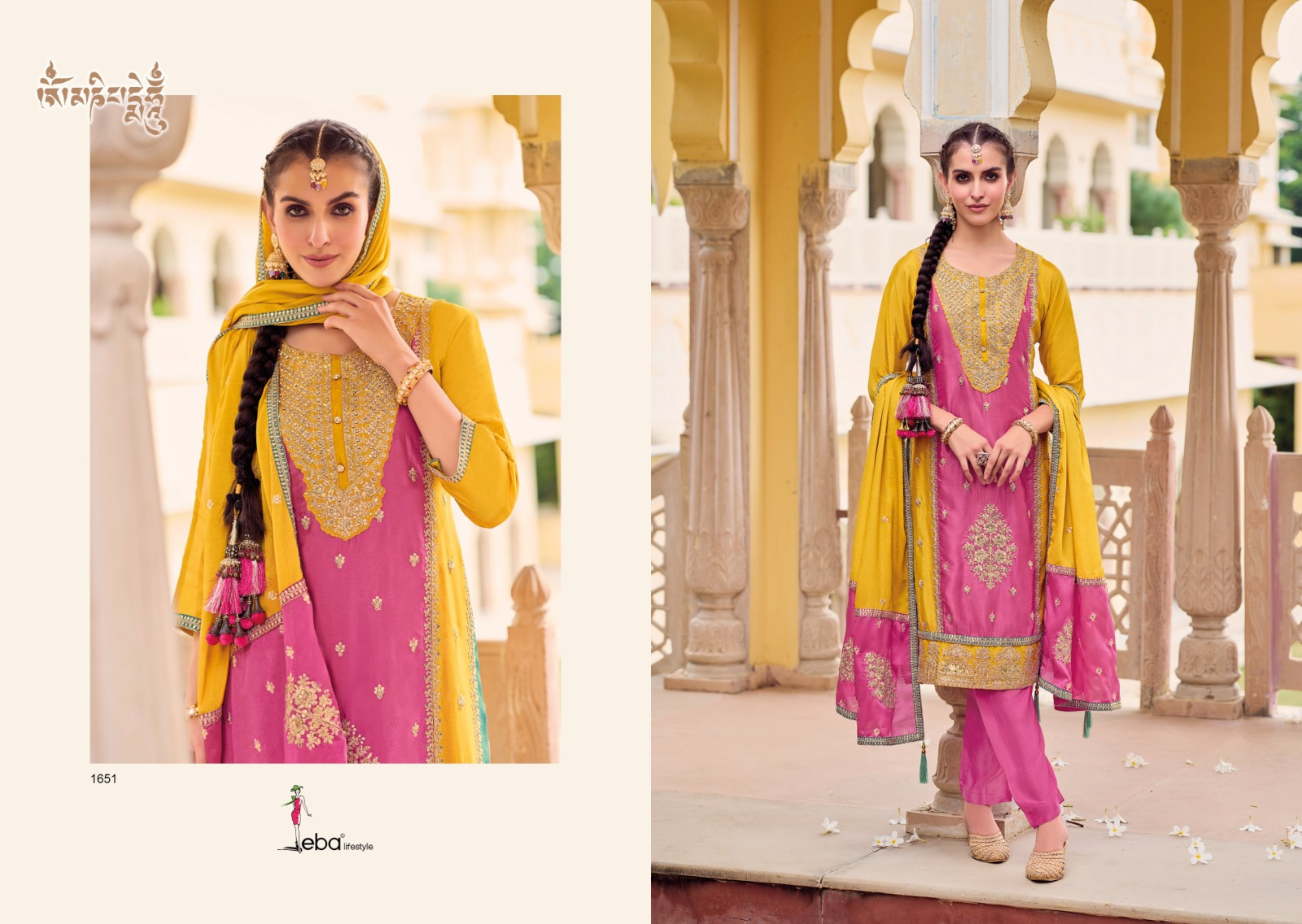 Eba Lifestyle Naaz Chinon With Beautiful Embroidery Designer Ready Made Party Wear Suits Wholesaler Surat