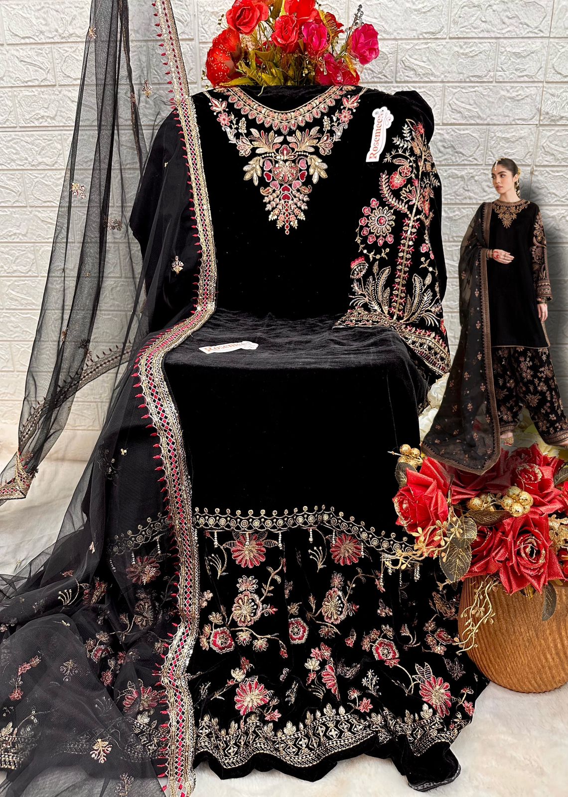 ROSEMEEN V 17022 VELVET EMBEROIDERED PAKISTANI SUIT