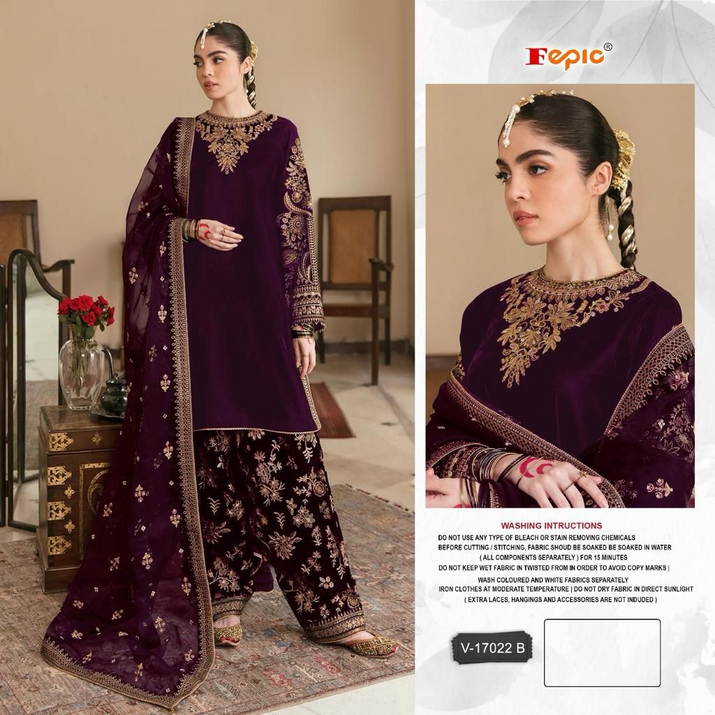 ROSEMEEN V 17022 VELVET EMBEROIDERED PAKISTANI SUIT