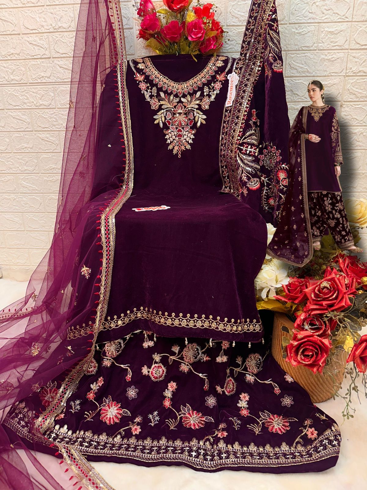 ROSEMEEN V 17022 VELVET EMBEROIDERED PAKISTANI SUIT