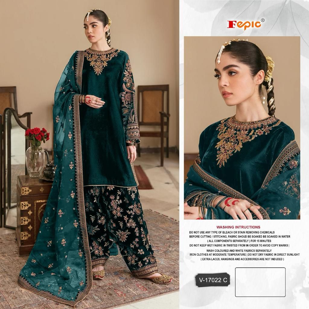 ROSEMEEN V 17022 VELVET EMBEROIDERED PAKISTANI SUIT