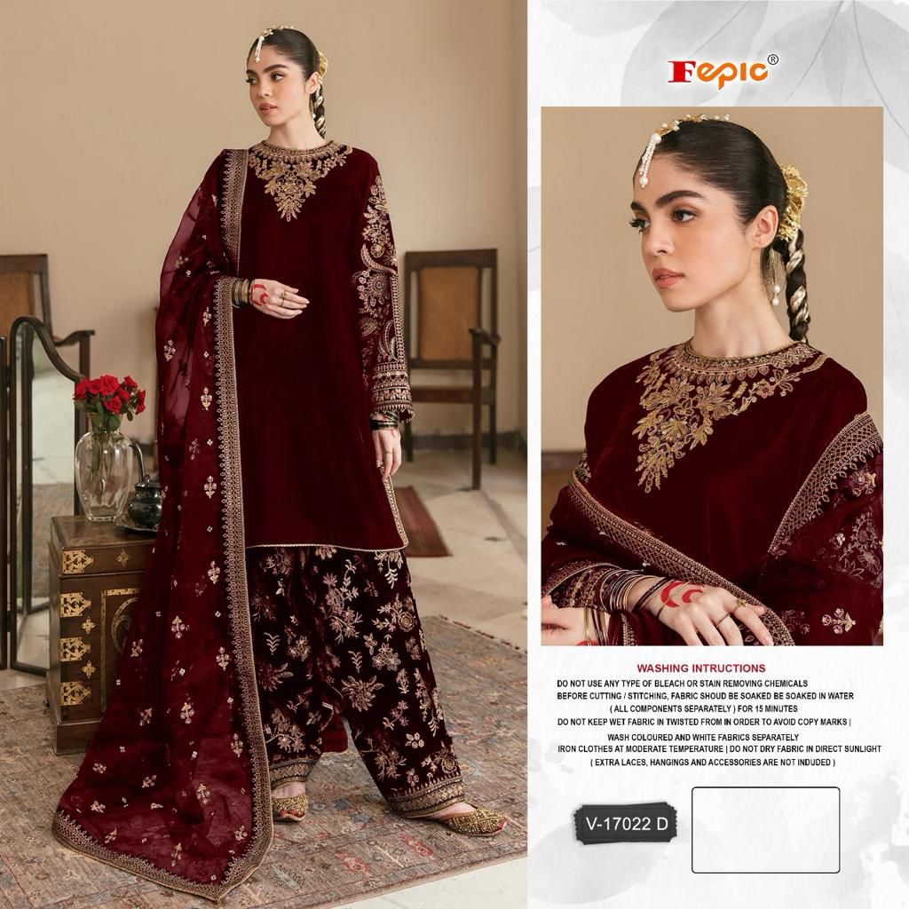 ROSEMEEN V 17022 VELVET EMBEROIDERED PAKISTANI SUIT
