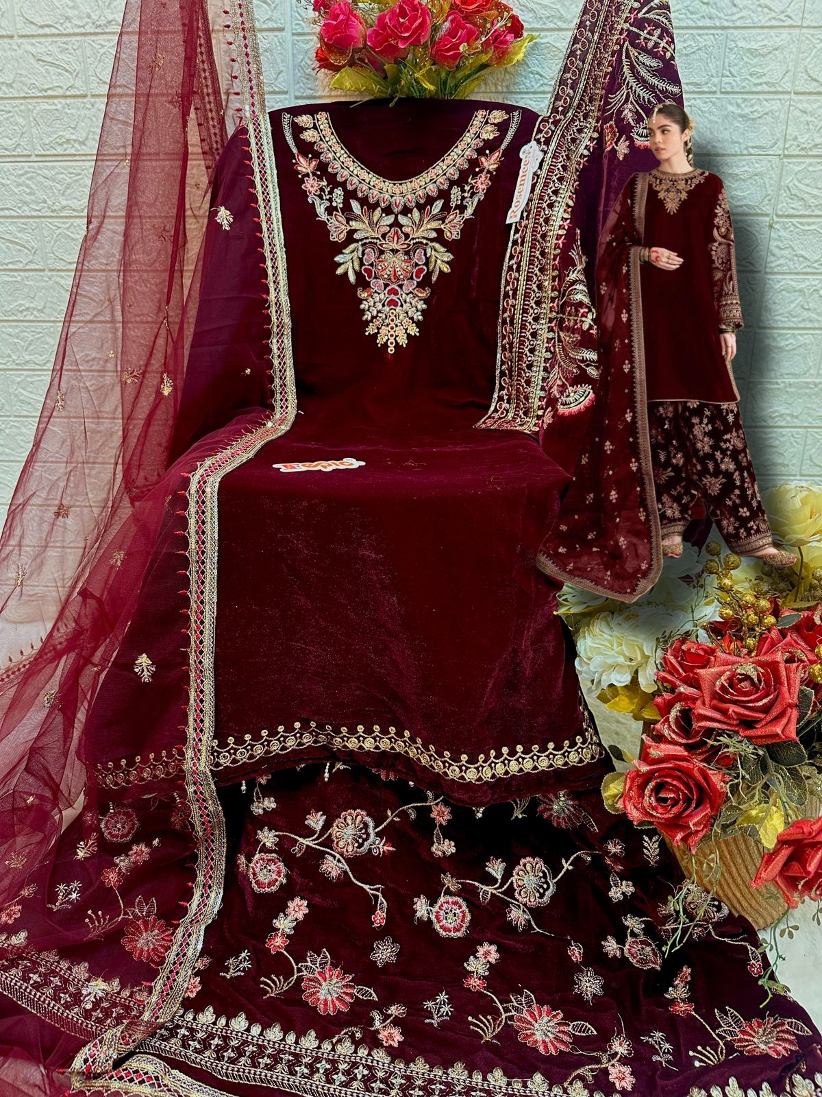 ROSEMEEN V 17022 VELVET EMBEROIDERED PAKISTANI SUIT