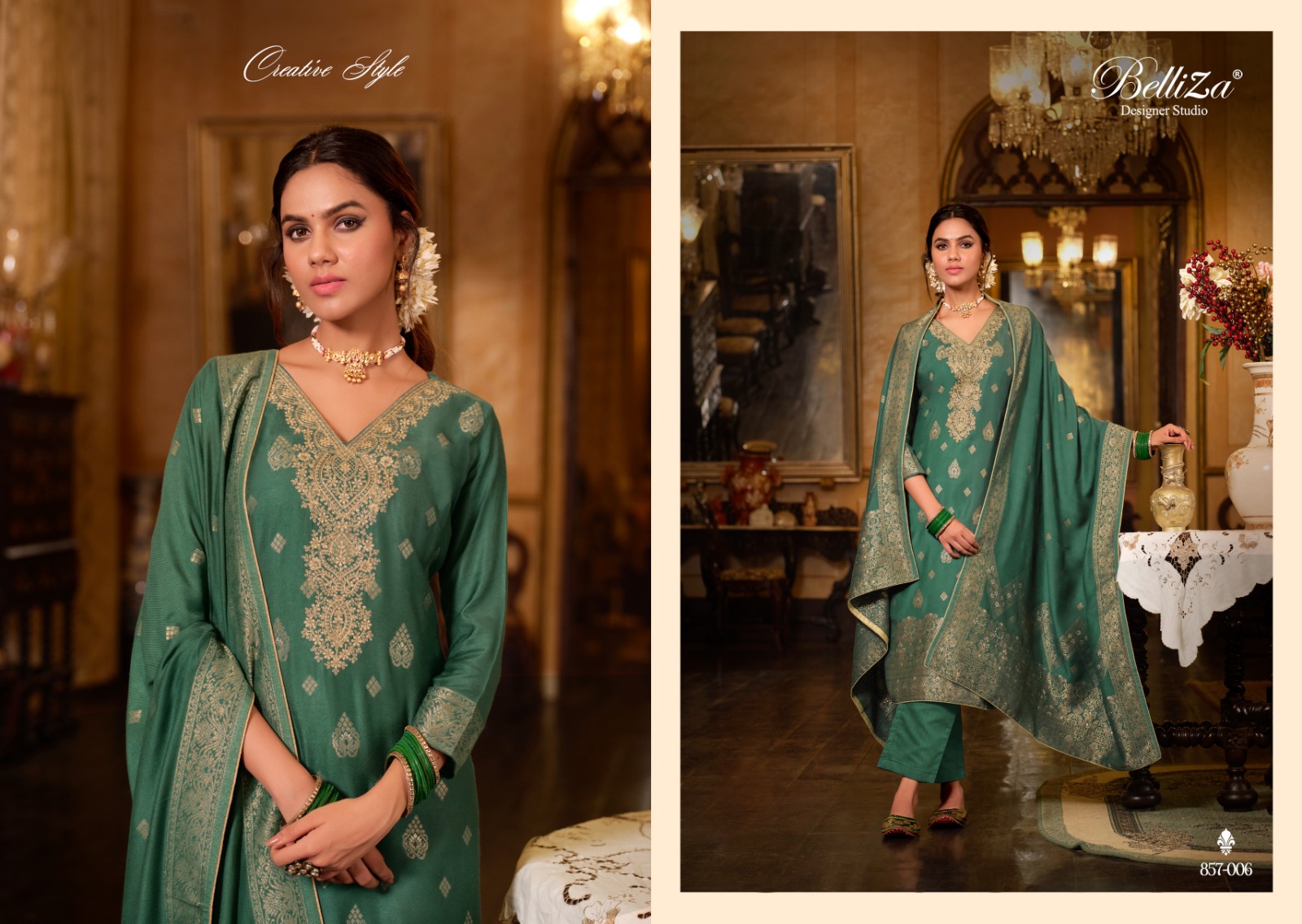 BELLIZA DESIGNER STUDIO GULBAHAAR PASHMINA JACQUARD DESIGNER SUIT