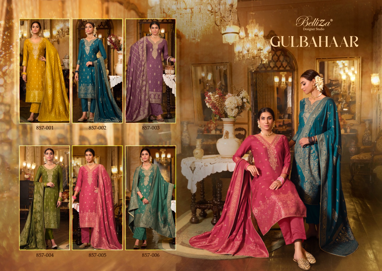 BELLIZA DESIGNER STUDIO GULBAHAAR PASHMINA JACQUARD DESIGNER SUIT