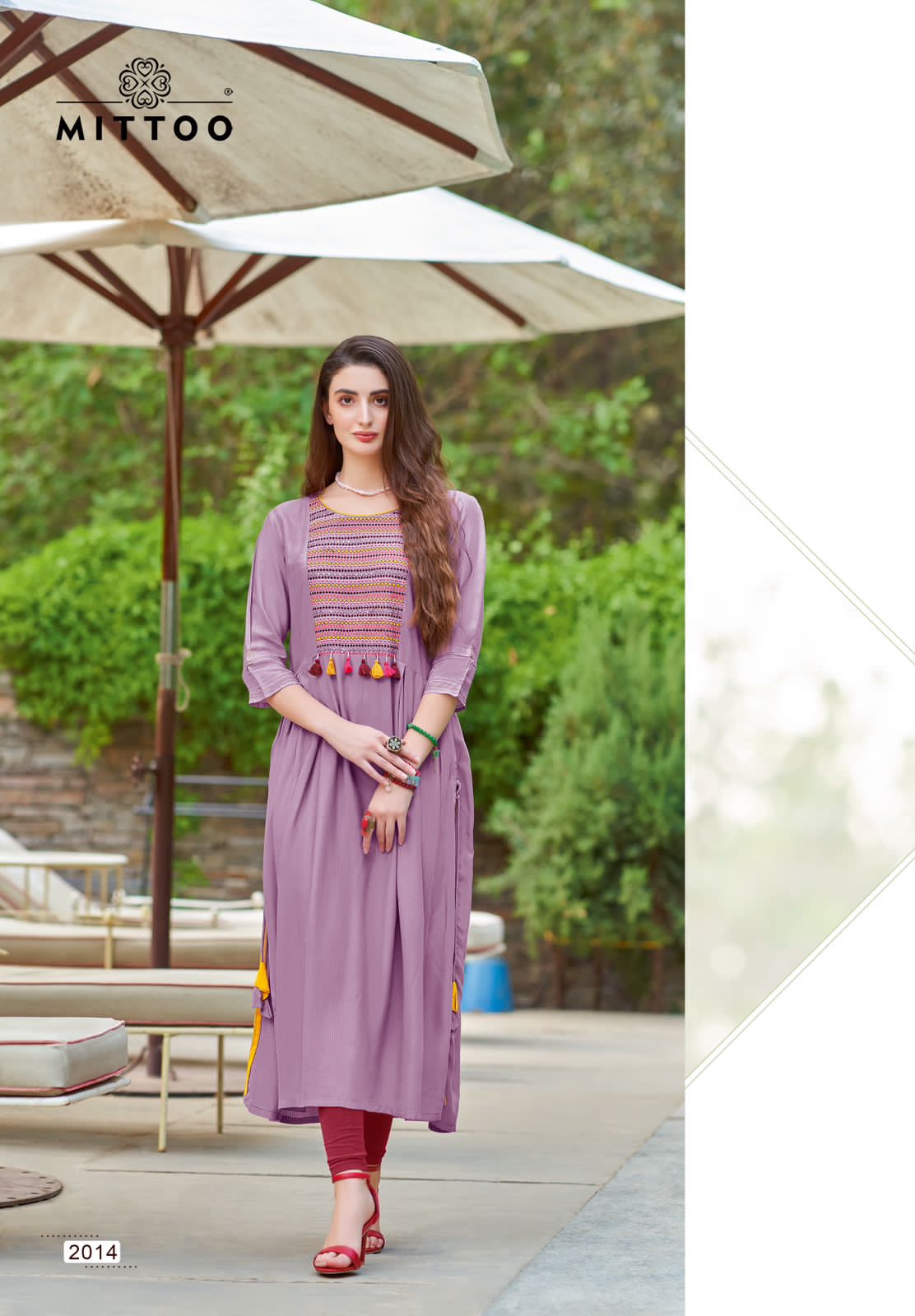Mittoo Mullberry Rayon Embroidery Designer Fancy Kurtis For Woman At Best Wholesaler Surat