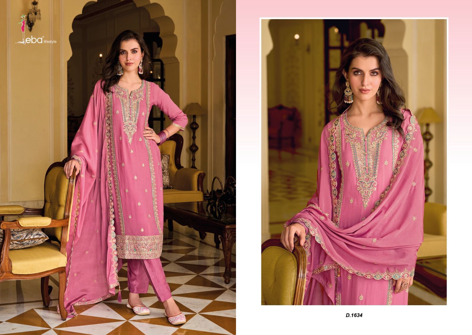 Eba Lifestyle Ayat Chinon With Fancy Embroidery Designer Festive Wear Suits Wholesaler Surat