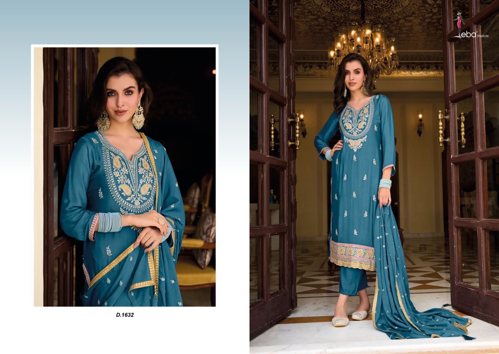 Eba Lifestyle Ayat Chinon With Fancy Embroidery Designer Festive Wear Suits Wholesaler Surat