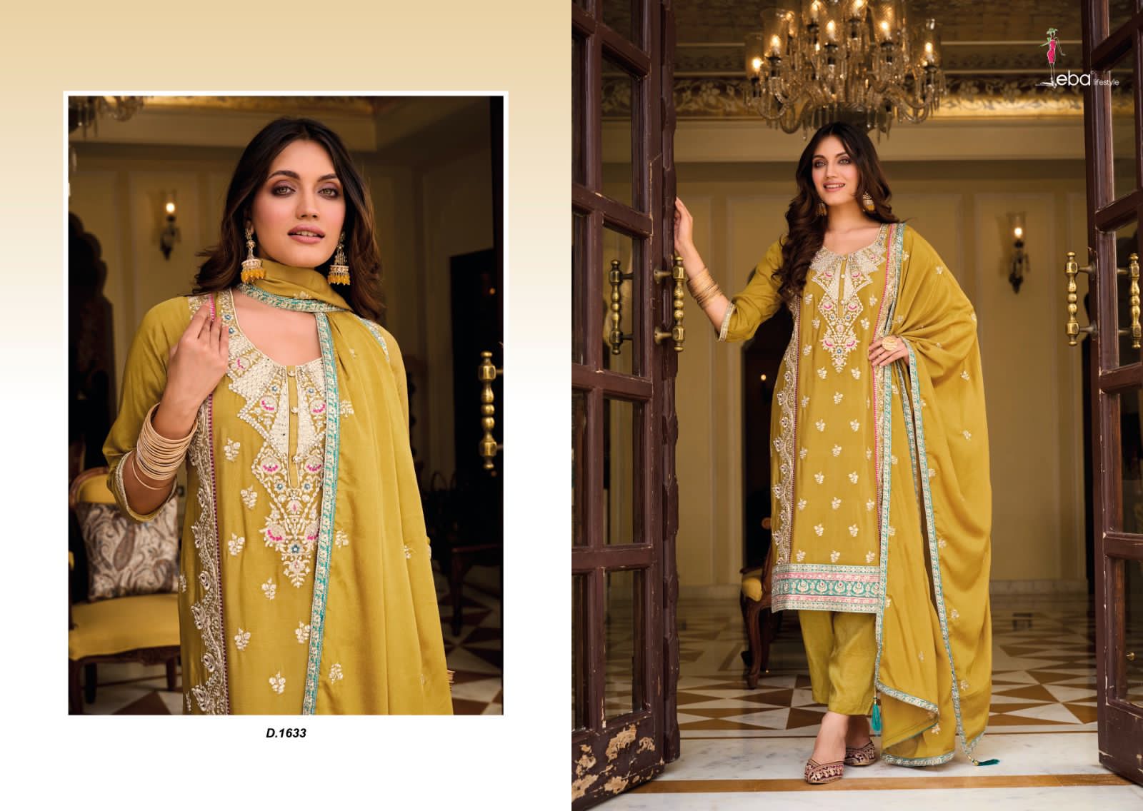 Eba Lifestyle Ayat Chinon With Fancy Embroidery Designer Festive Wear Suits Wholesaler Surat