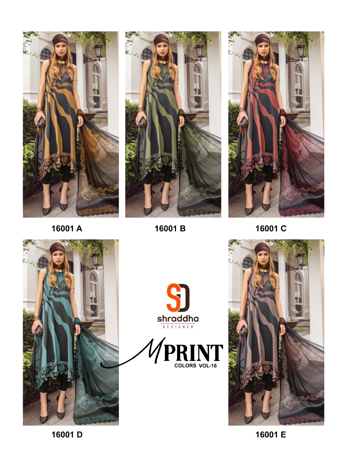 Sharaddha Designer M Print Colors Vol 16 Lawn Cotton Printed With Patch Embroidery Work Suits Wholesaler Surat