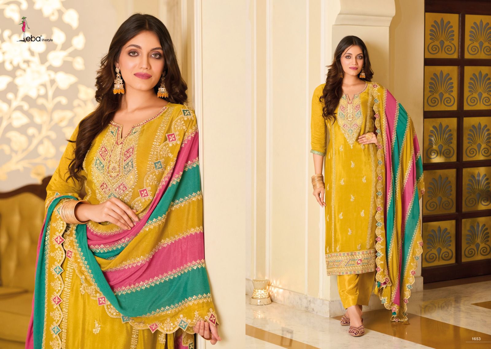 Eba Lifestyle Yasmin Silk With Beautiful Embroidery Designer Ready Made Suits Wholesaler Surat