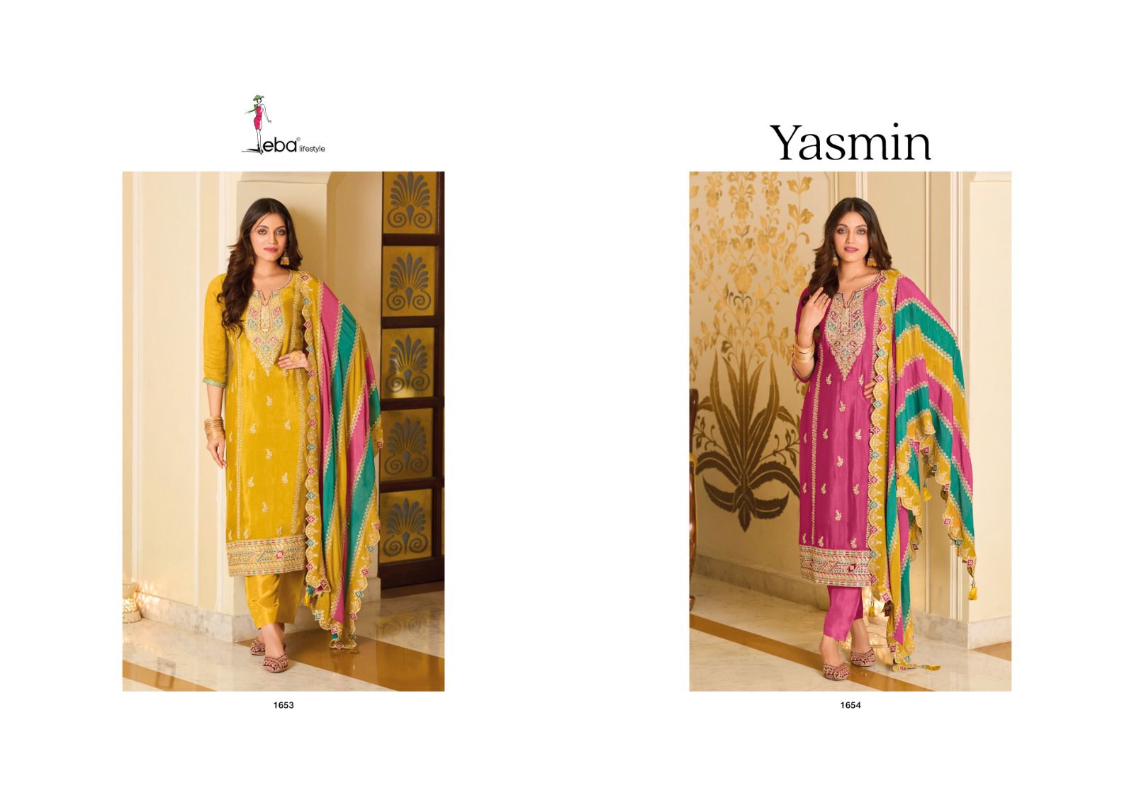 Eba Lifestyle Yasmin Silk With Beautiful Embroidery Designer Ready Made Suits Wholesaler Surat