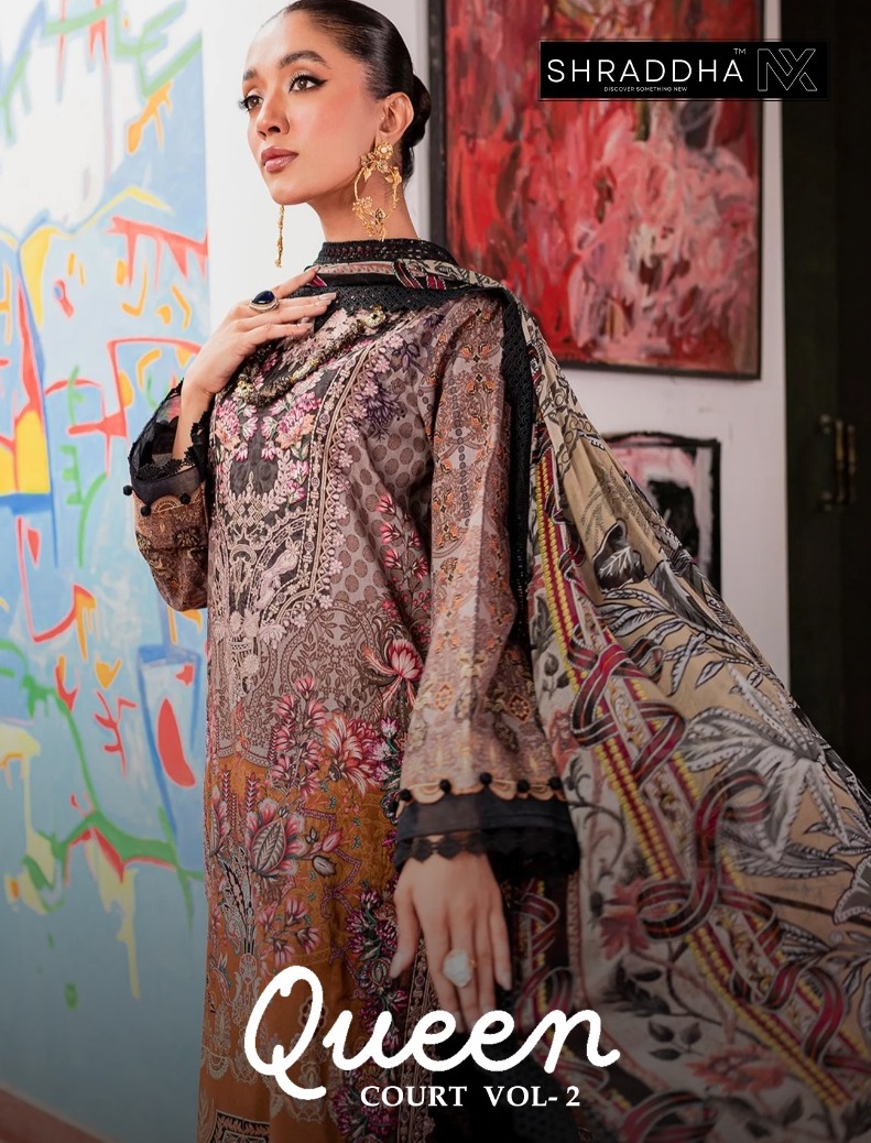 Sharaddha Nx Queen Court Vol 2 Lawn Cotton Printed With Patch Embroidery Work Salwar Kameez Wholesaler Surat