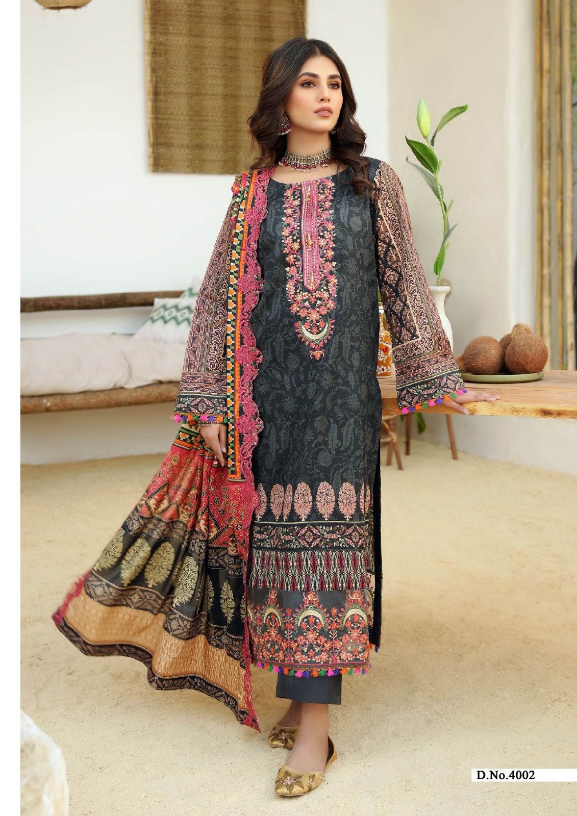 Al Karam Mushq Cotton Dupatta Vol 4 Cambric Cotton Print With Embroidery Suits Wholesaler Surat