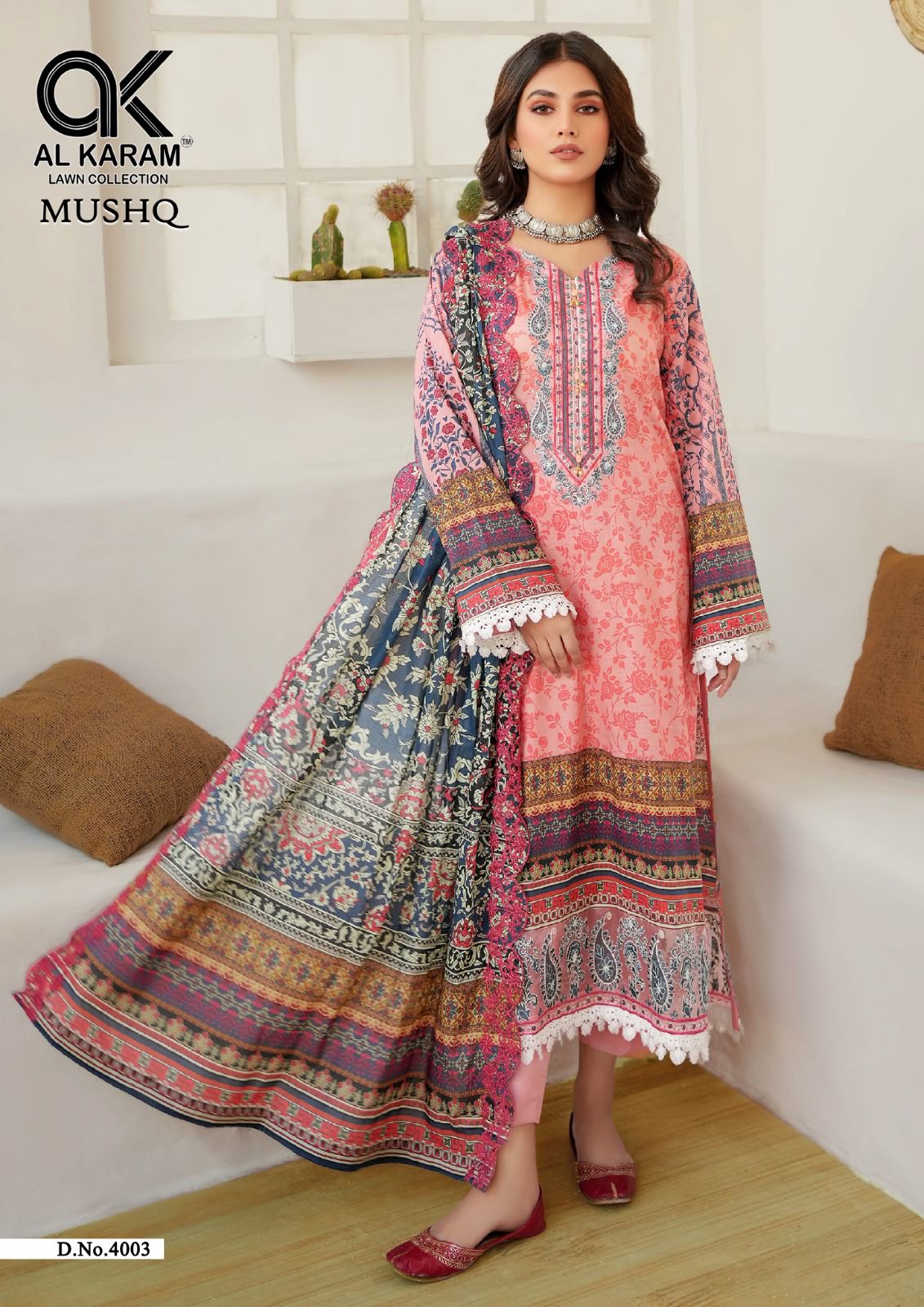 Al Karam Mushq Cotton Dupatta Vol 4 Cambric Cotton Print With Embroidery Suits Wholesaler Surat