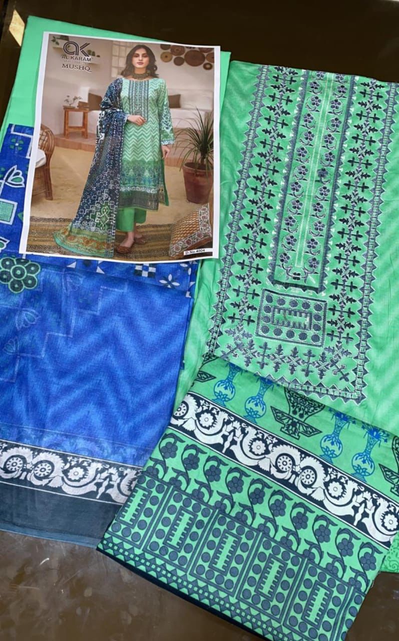 Al Karam Mushq Cotton Dupatta Vol 4 Cambric Cotton Print With Embroidery Suits Wholesaler Surat