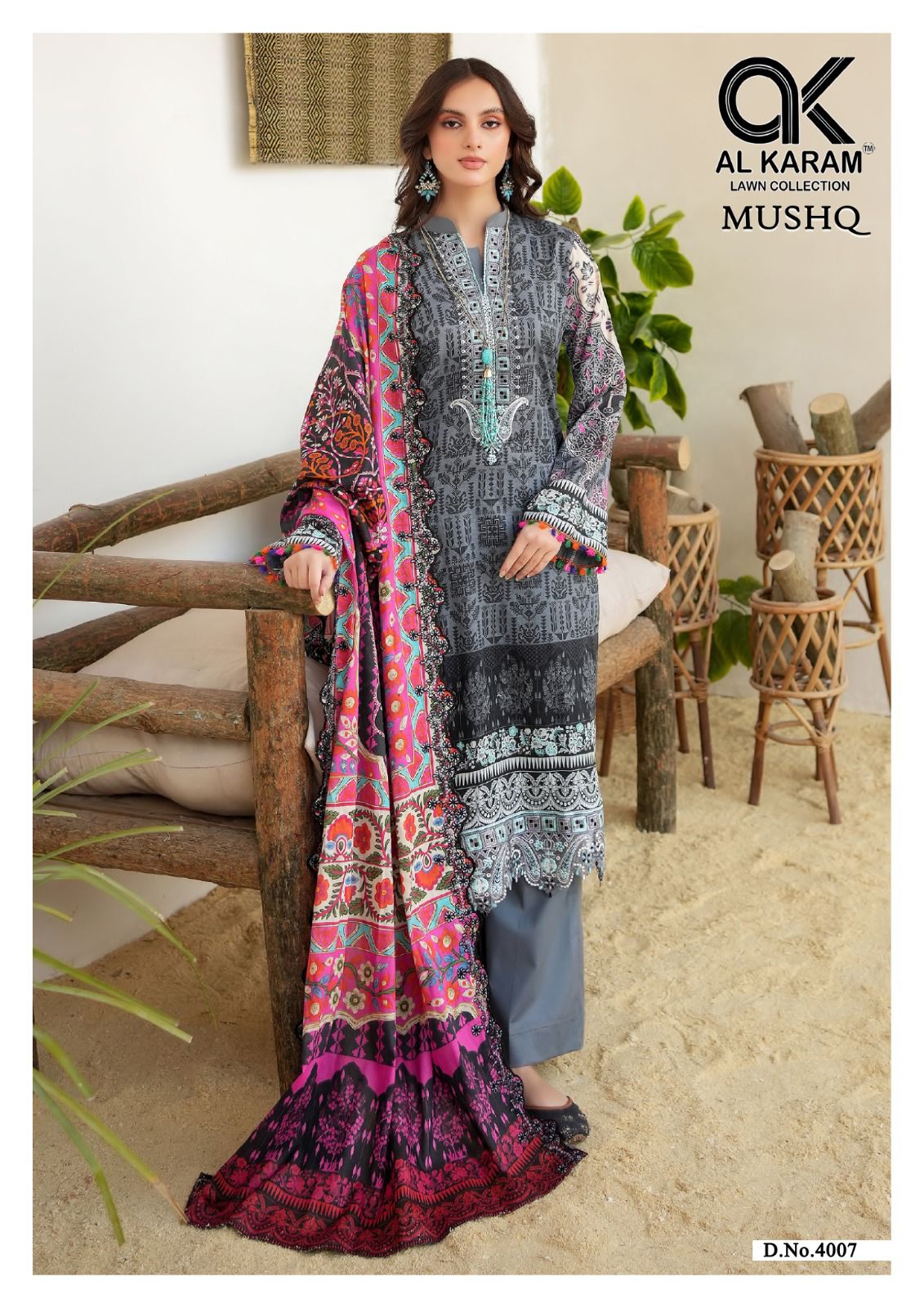 Al Karam Mushq Cotton Dupatta Vol 4 Cambric Cotton Print With Embroidery Suits Wholesaler Surat