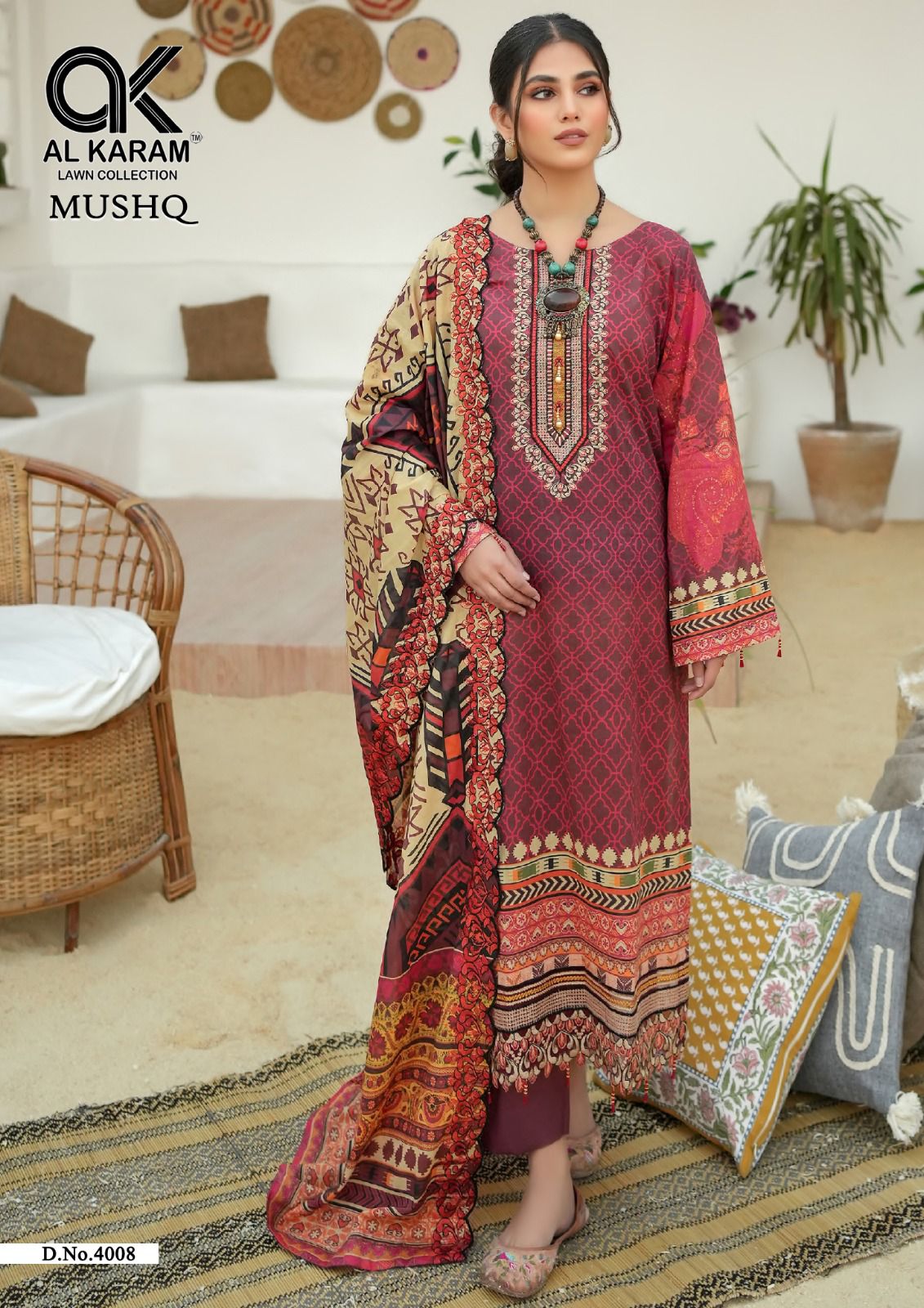Al Karam Mushq Cotton Dupatta Vol 4 Cambric Cotton Print With Embroidery Suits Wholesaler Surat