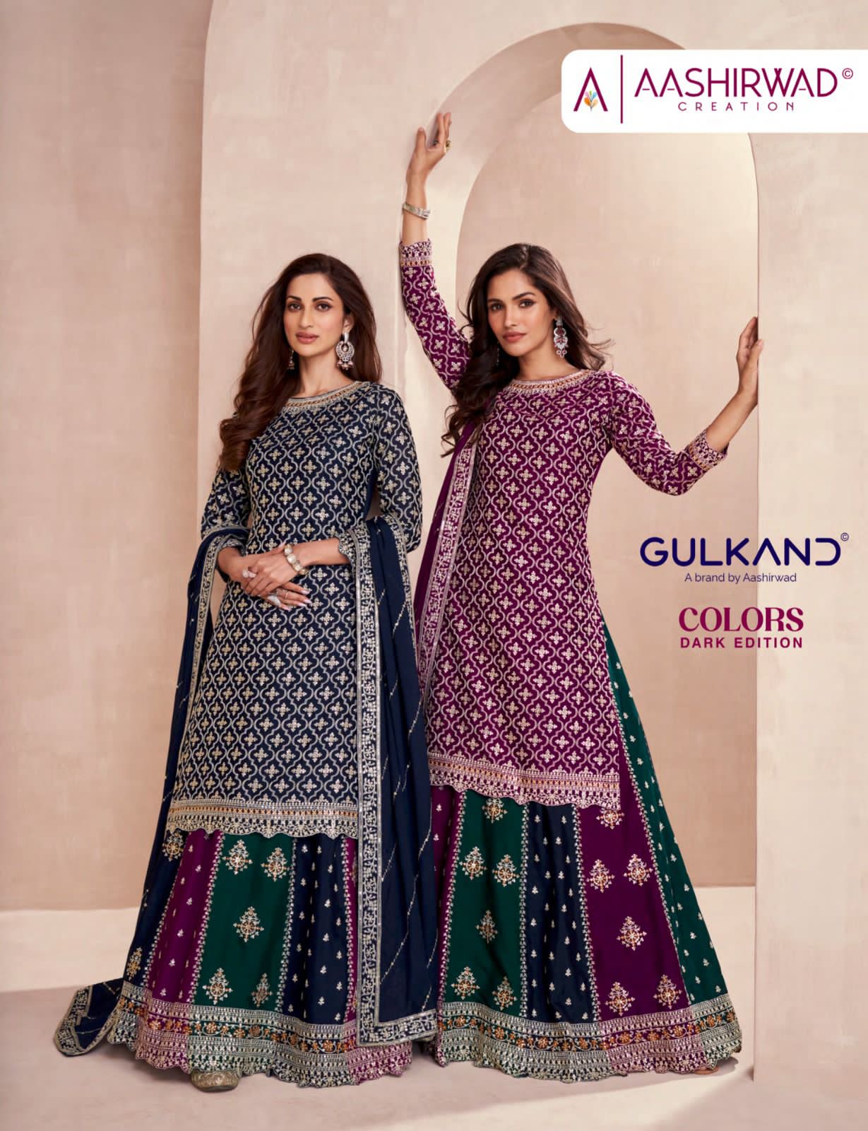 AASHIRWAD CREATION COLORS DARK EDITION READY MADE SUITS