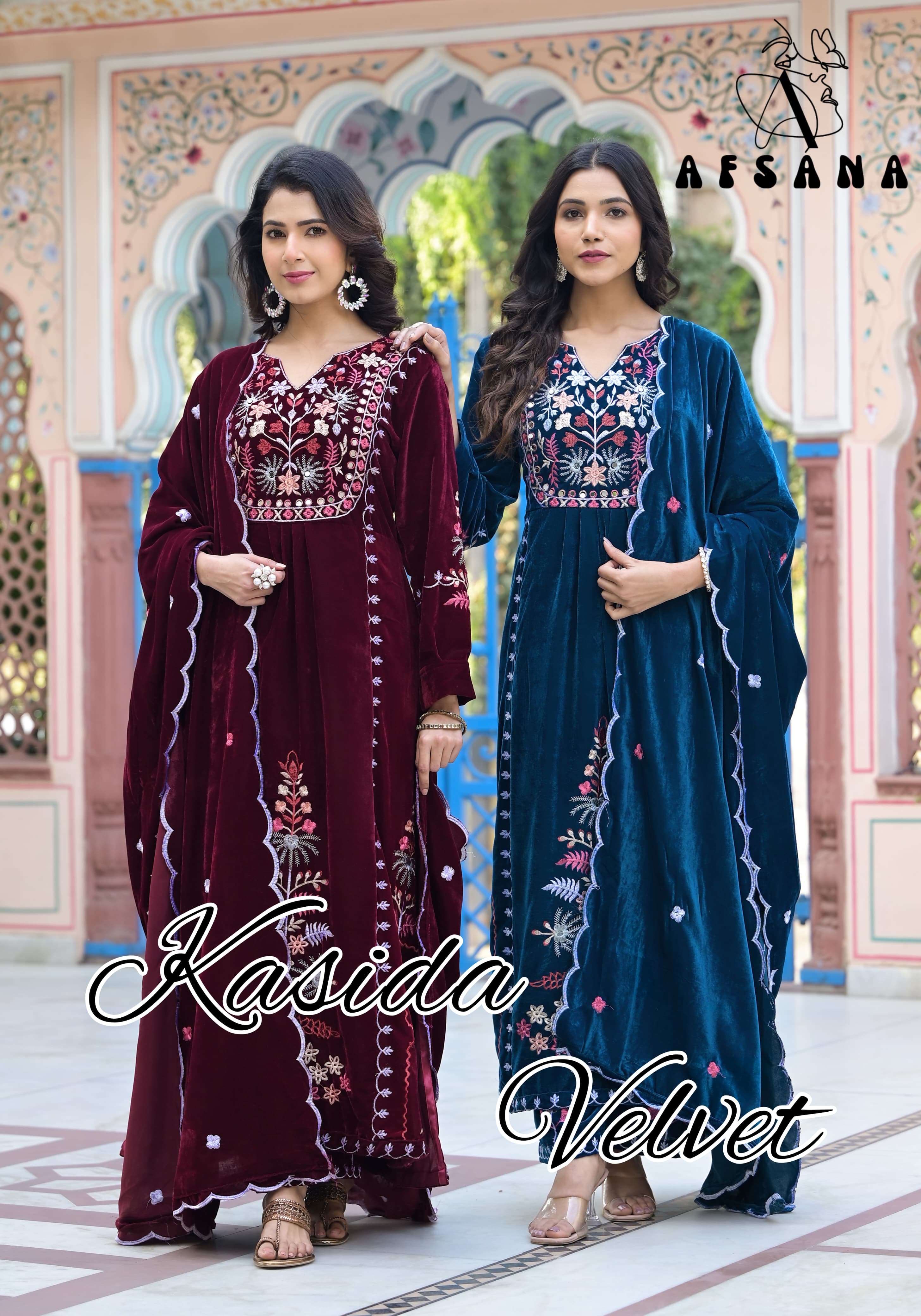 AFSANA KASIDA VELVET SUITS