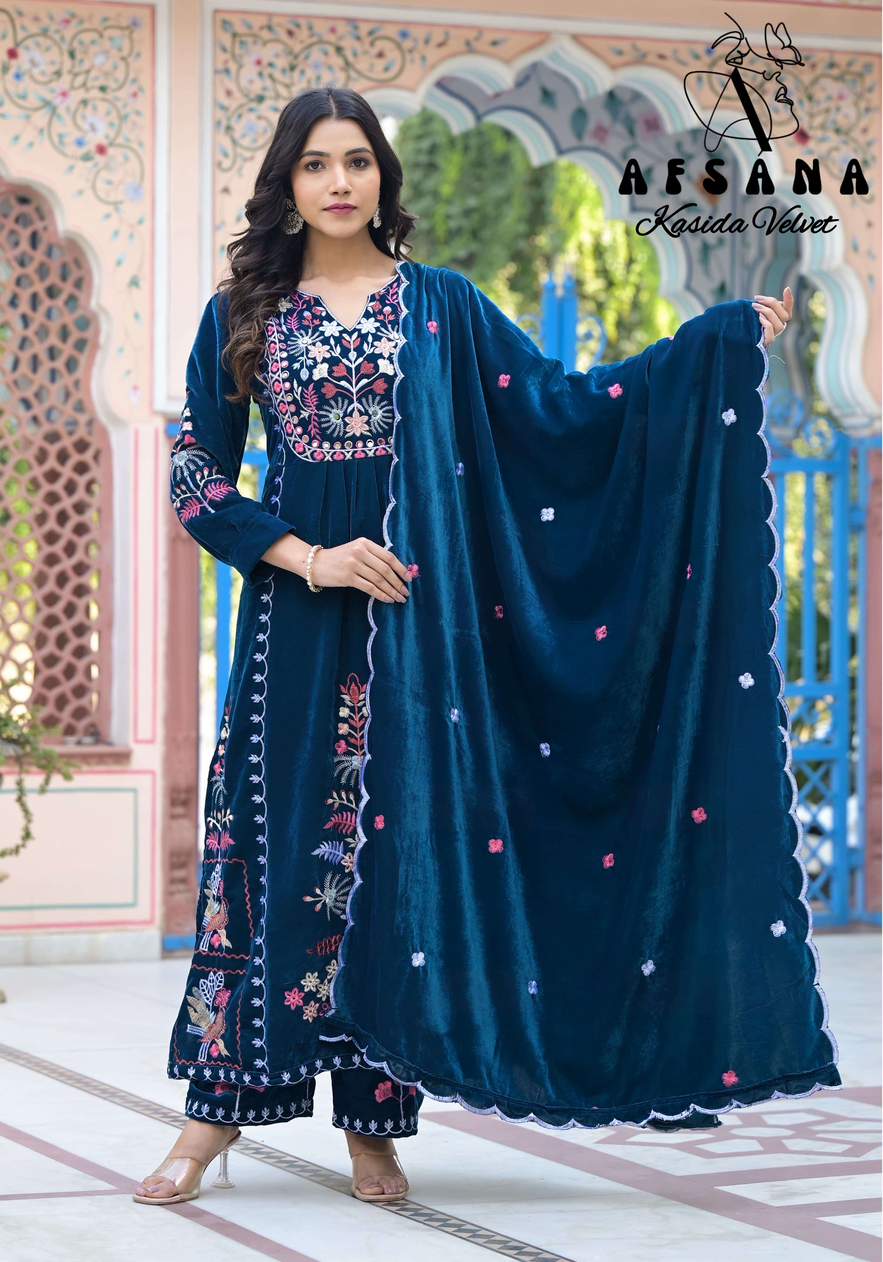 AFSANA KASIDA VELVET SUITS