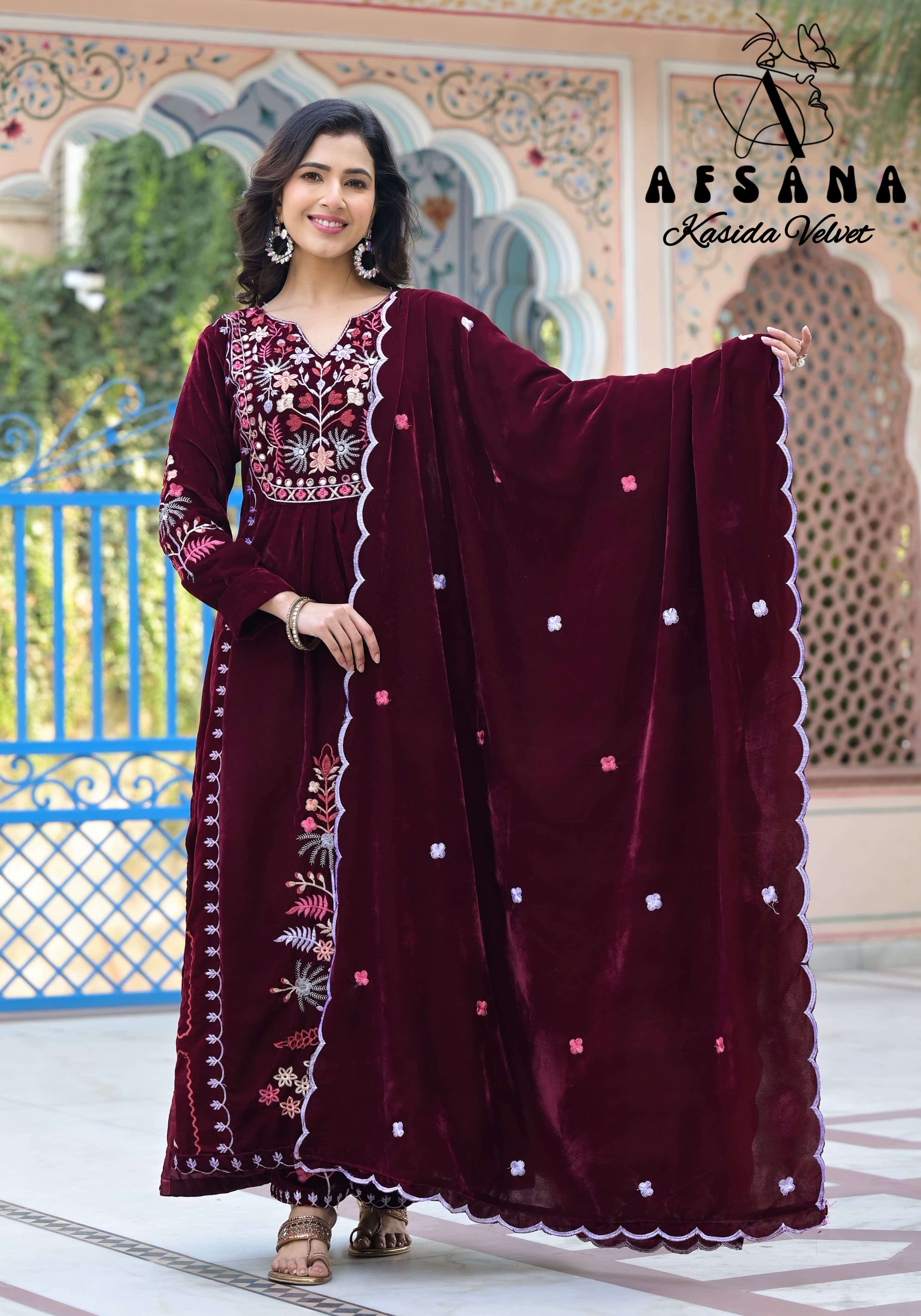 AFSANA KASIDA VELVET SUITS