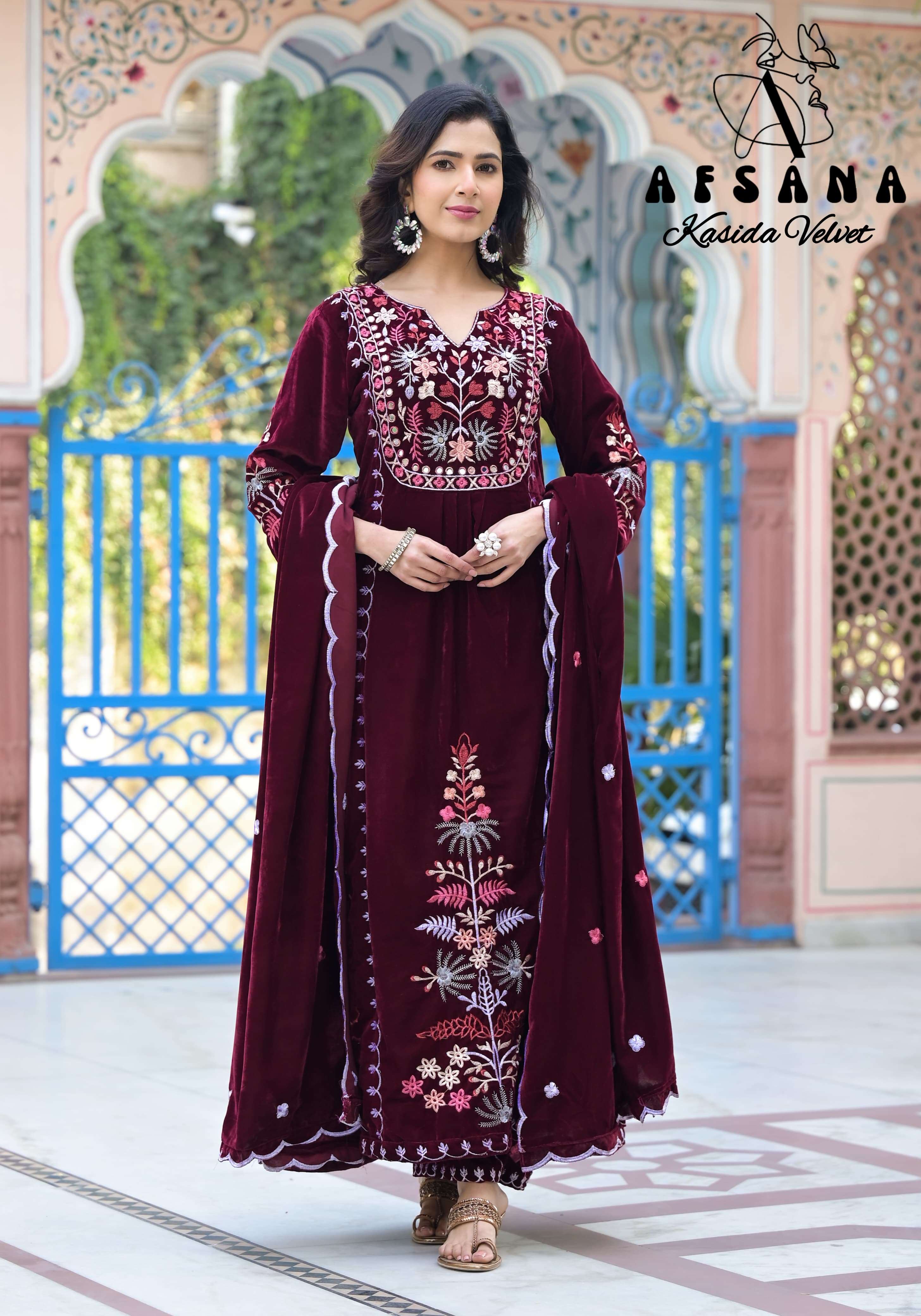 AFSANA KASIDA VELVET SUITS