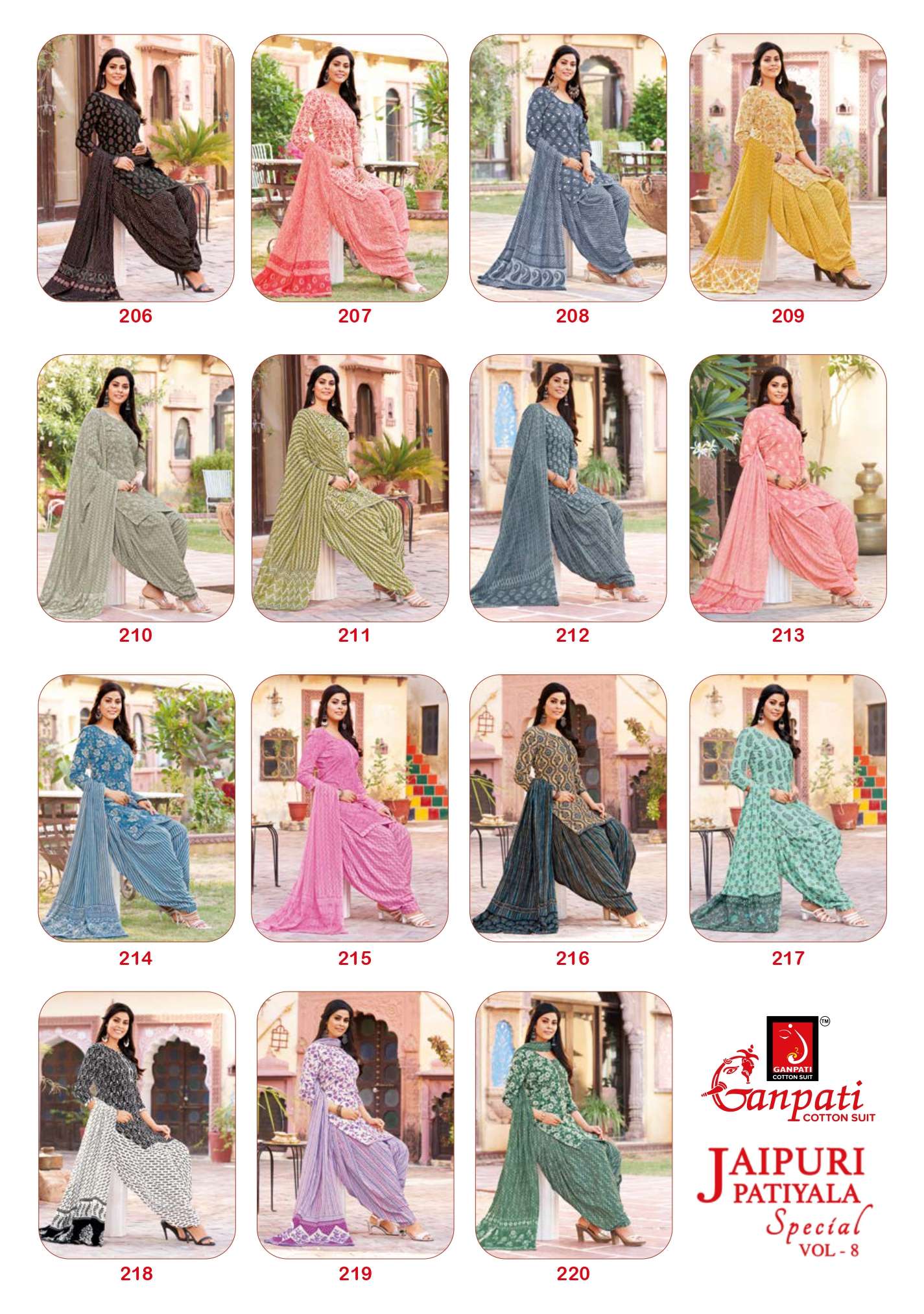 GANPATI JAIPURI PATIYALA SPECIAL VOL 8 COTTON SUITS