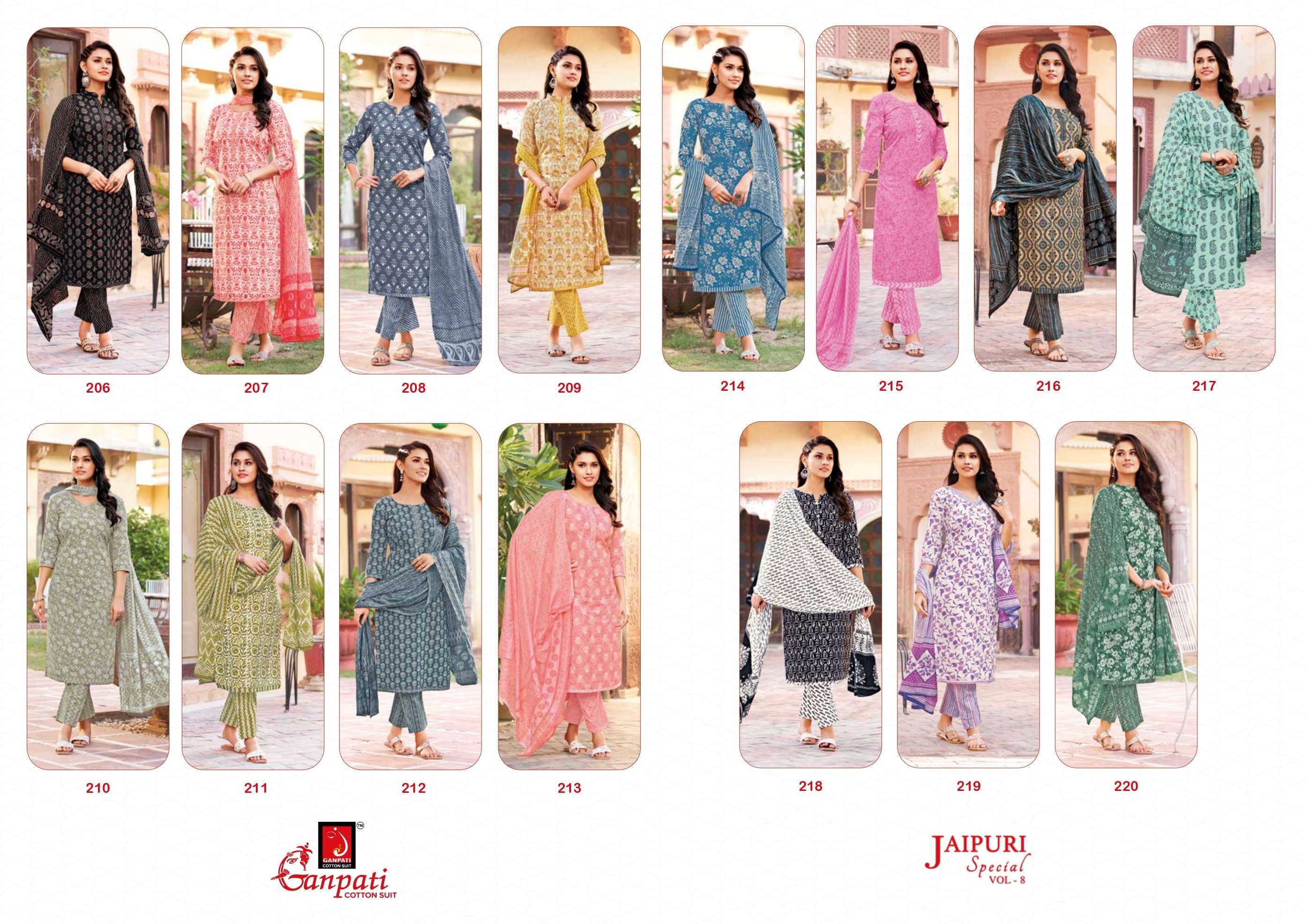 GANPATI JAIPURI SPECIAL VOL 8 COTTON SALWAR SUITS