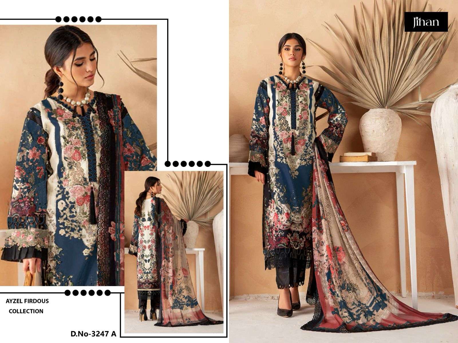 JIHAN AYZAL FIRDOUS COLLECTION COTTON SALWAR KAMEEZ 