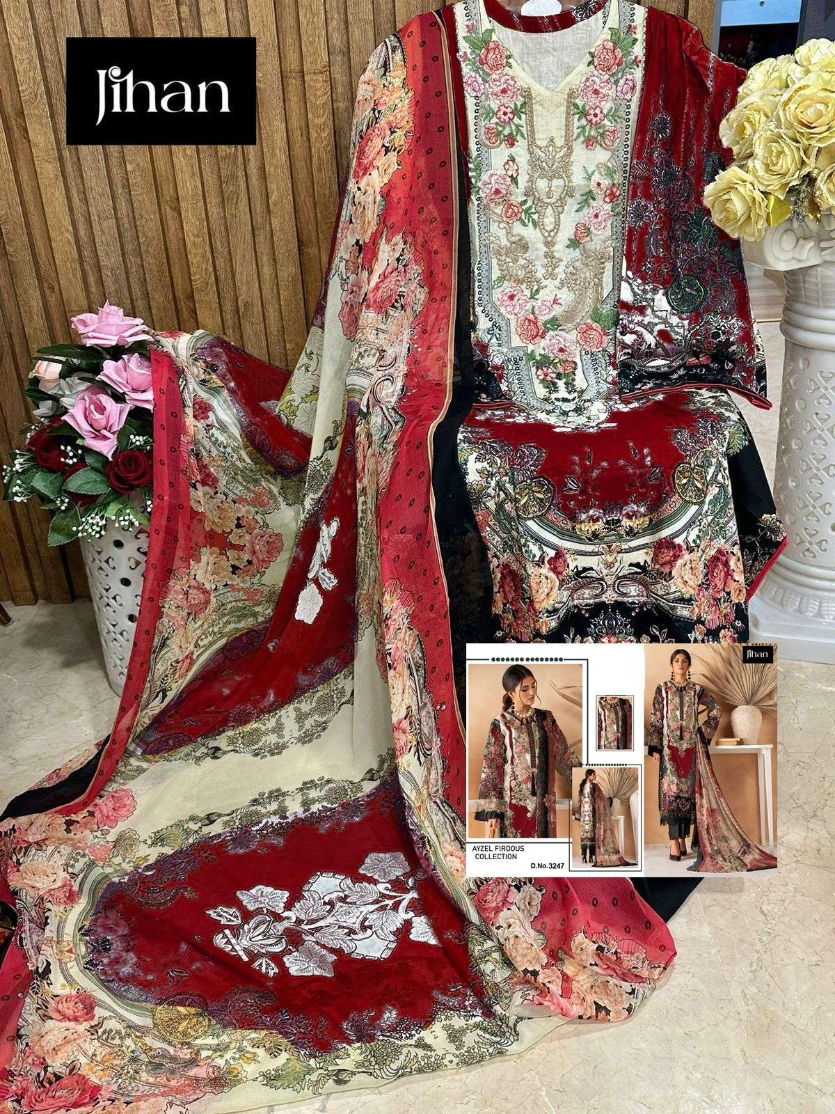 JIHAN AYZAL FIRDOUS COLLECTION COTTON SALWAR KAMEEZ 