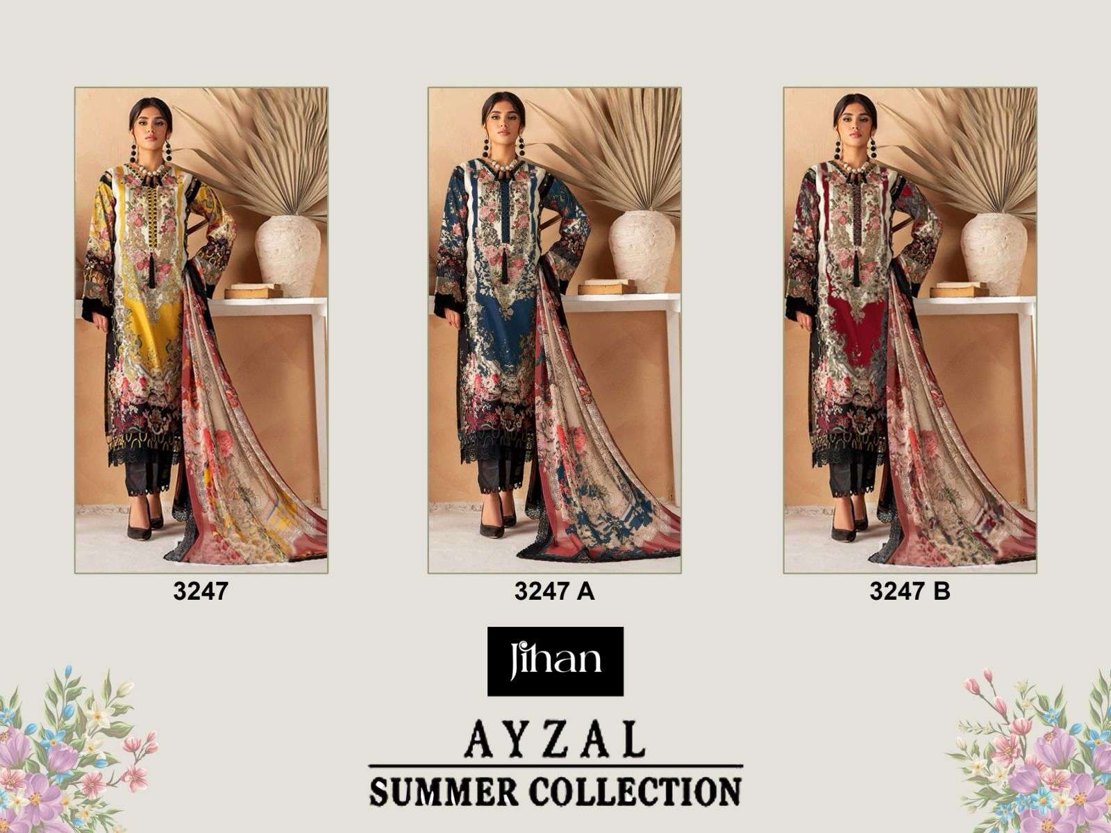 JIHAN AYZAL FIRDOUS COLLECTION COTTON SALWAR KAMEEZ 