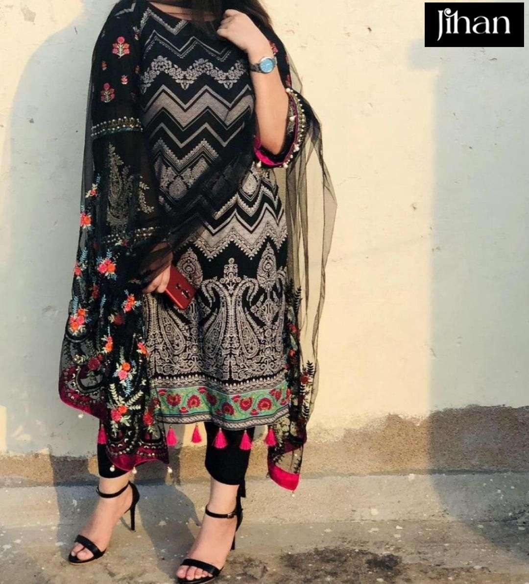 JIHAN  D NO 3211 BLACK PAKISTANI SUIT