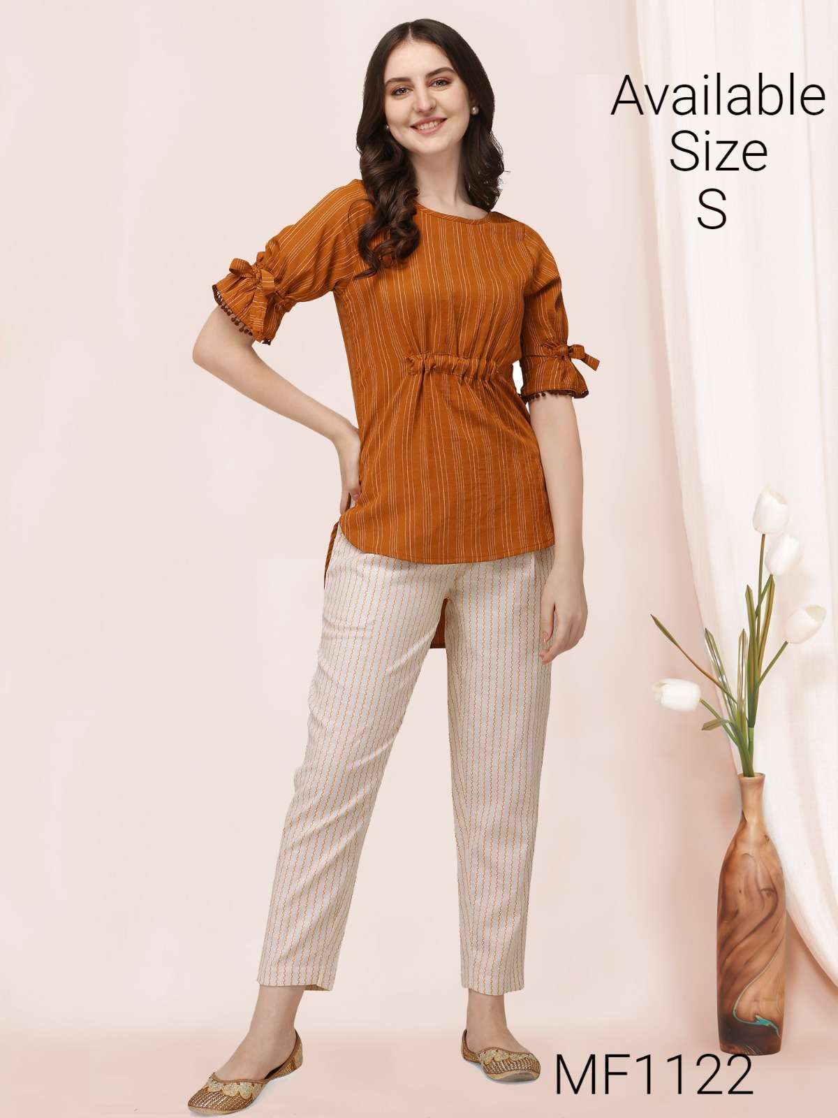 MESMORA KHADI PAIRS CAUSAL WEAR TOPS WITH PANTS