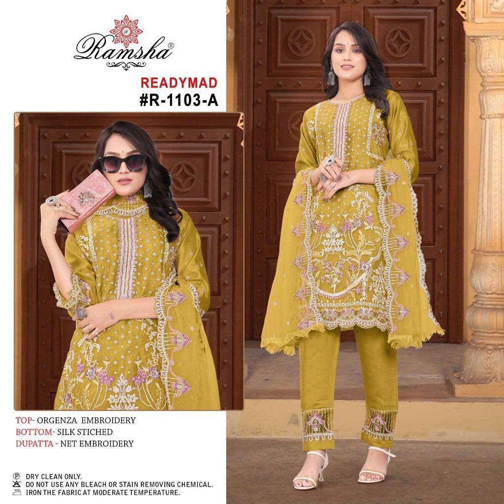 RAMSHA R 1103 READY MADE ORGANZA SUITS