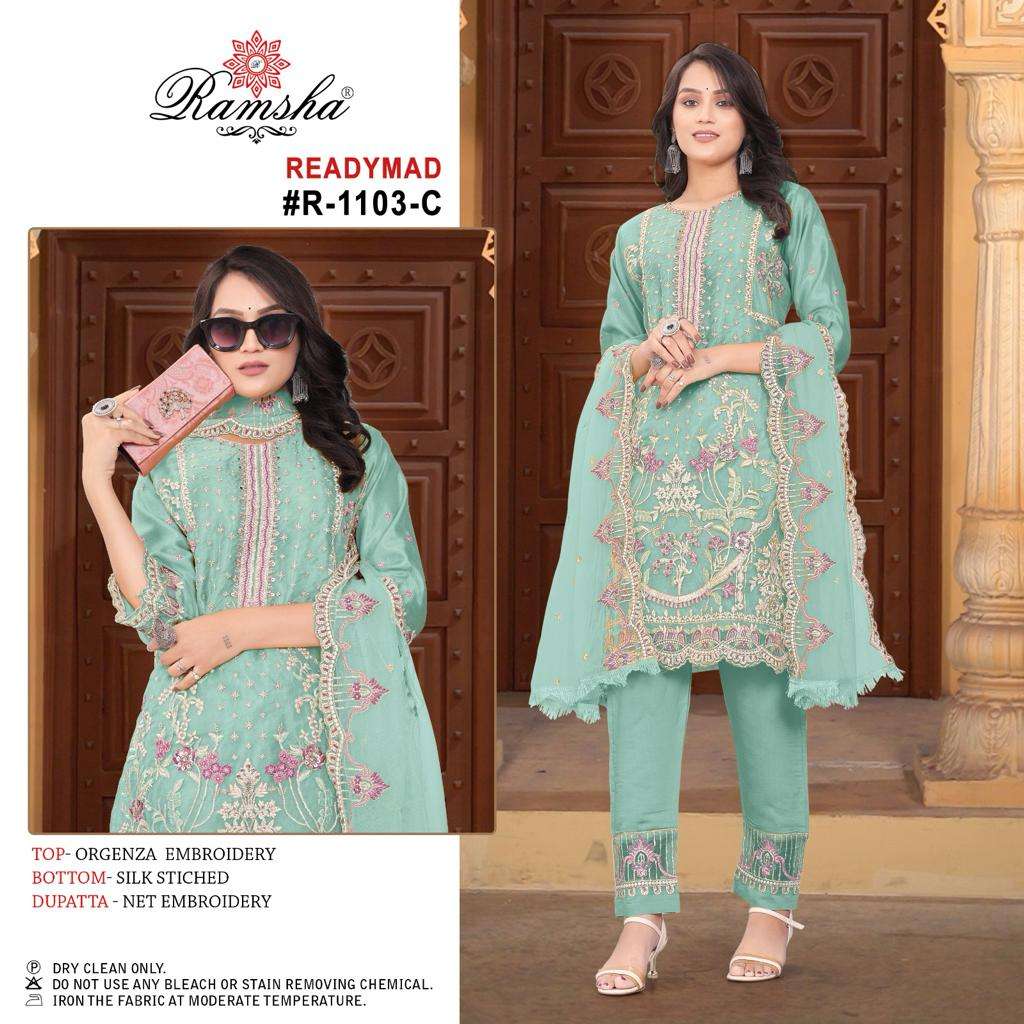 RAMSHA R 1103 READY MADE ORGANZA SUITS