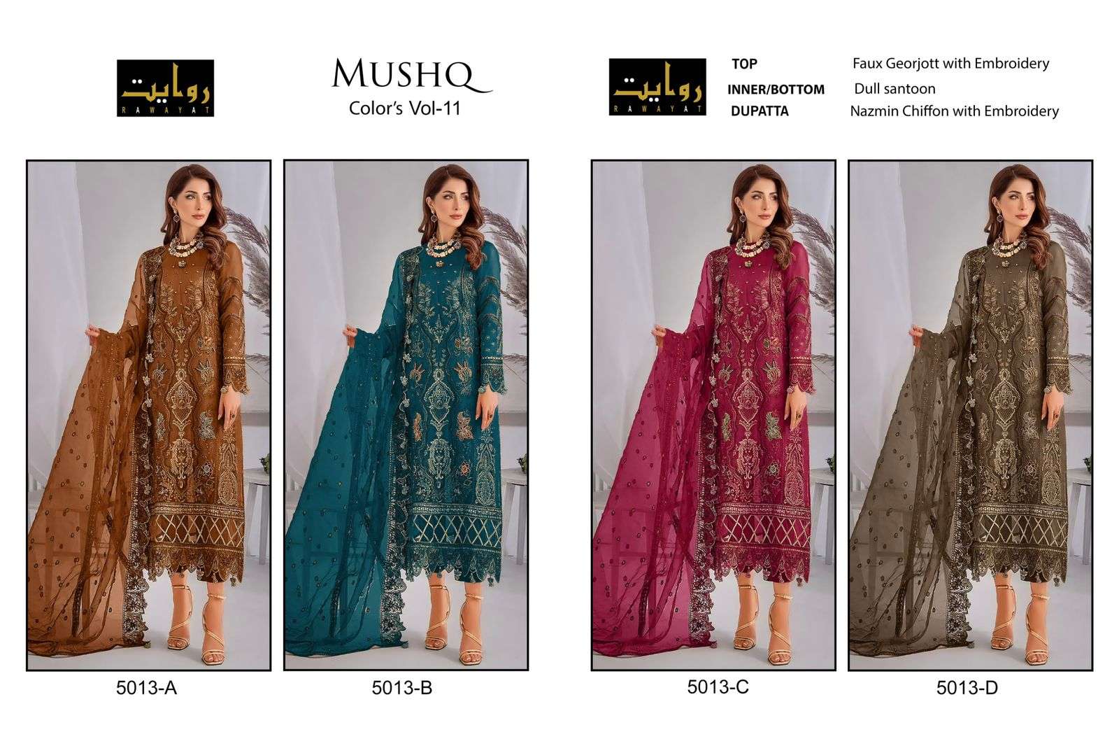 RAWAYAT FASHION MUSHQ COLORS VOL 11 PAKISTANI SUITS 