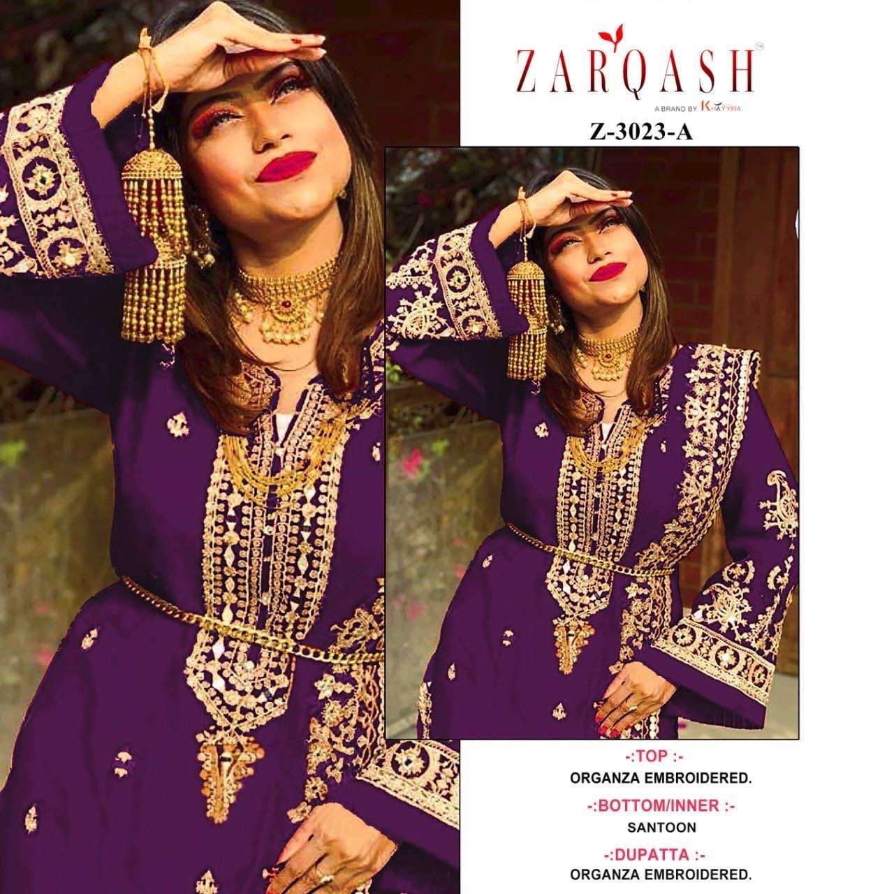 ZARQASH Z 3023 HEAVY DESIGNER PAKISTANI SUITS