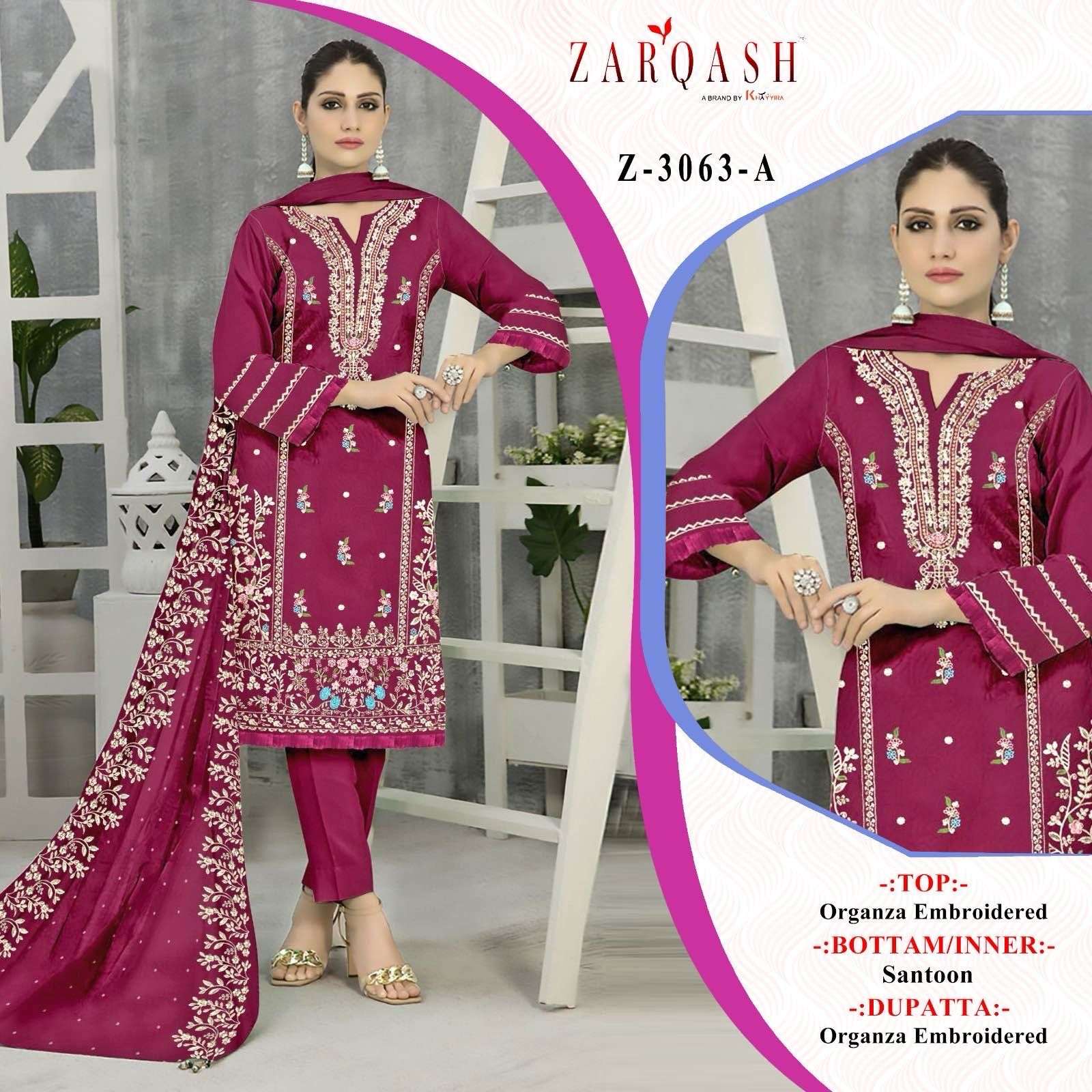 ZARQASH Z  3063 BEAUTIFUL ORGANZA SUITS  