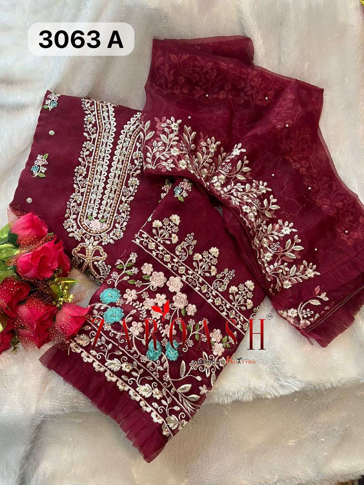 ZARQASH Z  3063 BEAUTIFUL ORGANZA SUITS  