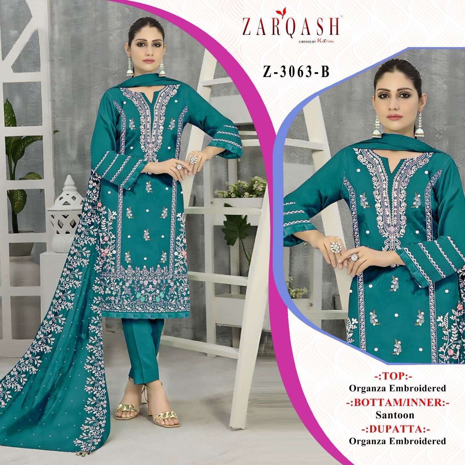 ZARQASH Z  3063 BEAUTIFUL ORGANZA SUITS  