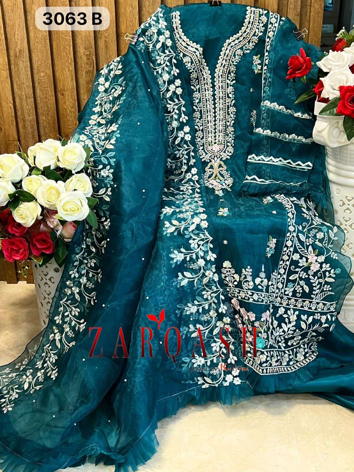 ZARQASH Z  3063 BEAUTIFUL ORGANZA SUITS  
