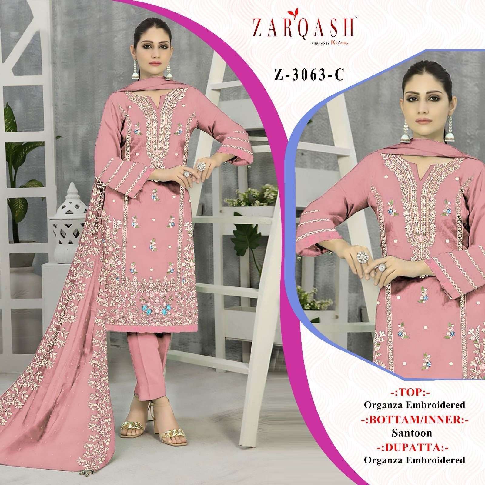 ZARQASH Z  3063 BEAUTIFUL ORGANZA SUITS  