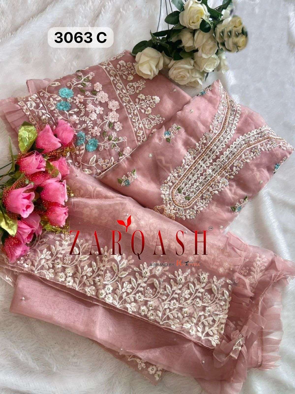 ZARQASH Z  3063 BEAUTIFUL ORGANZA SUITS  