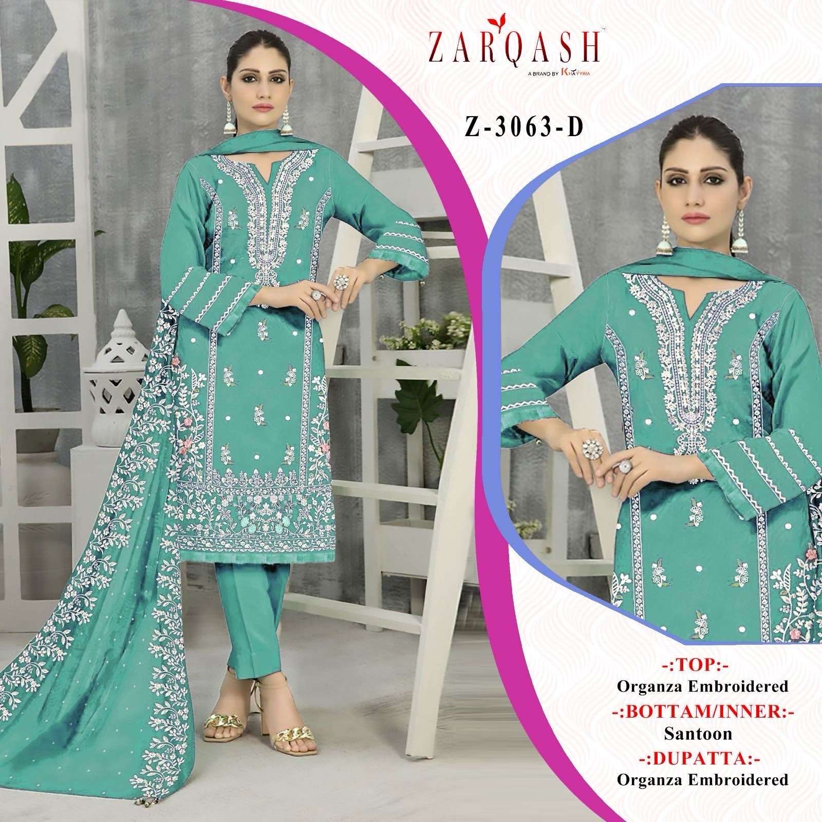 ZARQASH Z  3063 BEAUTIFUL ORGANZA SUITS  