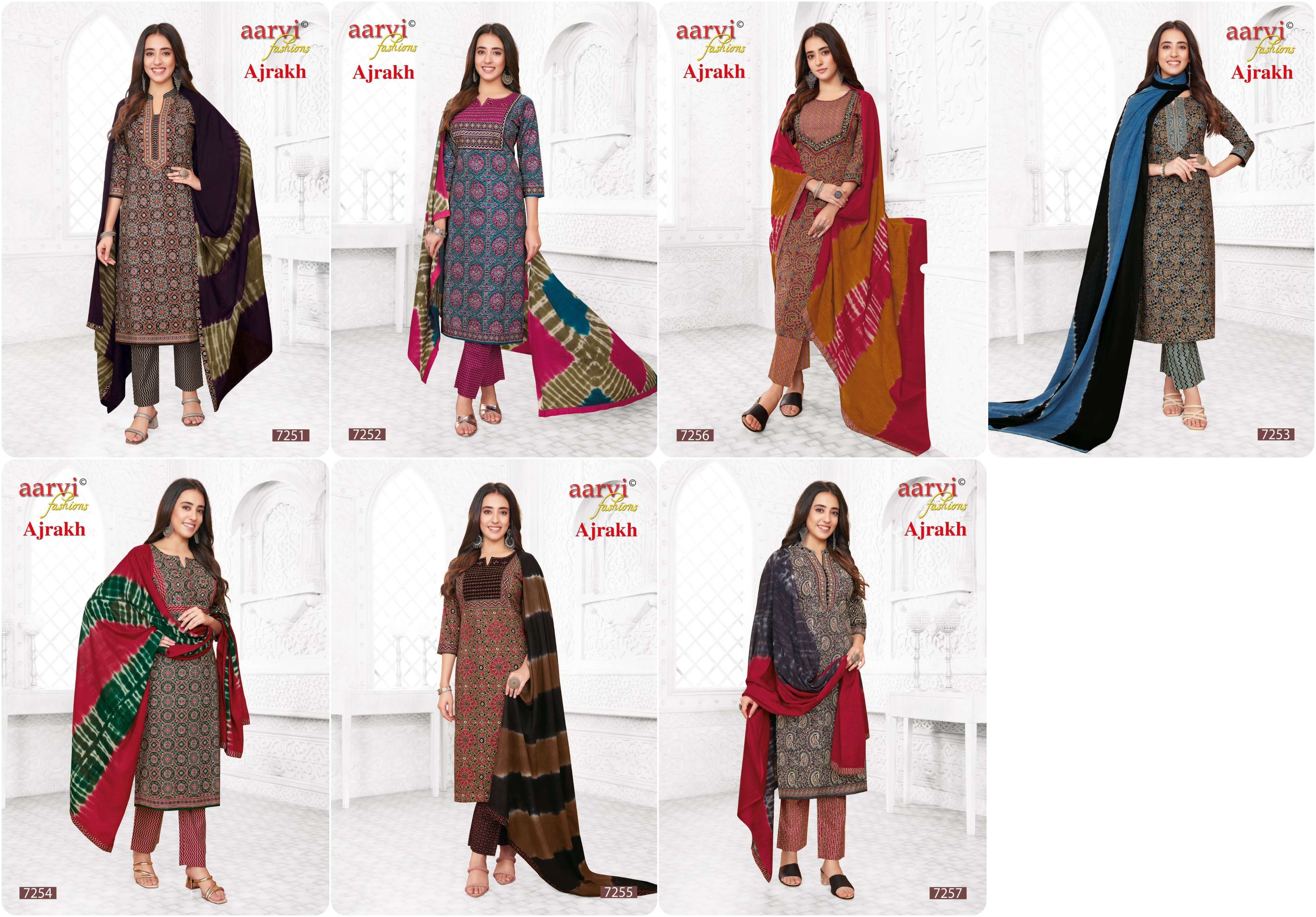 AARVI FASHION AJRAKH VOL 2 COTTON KURTI COMBO SET 