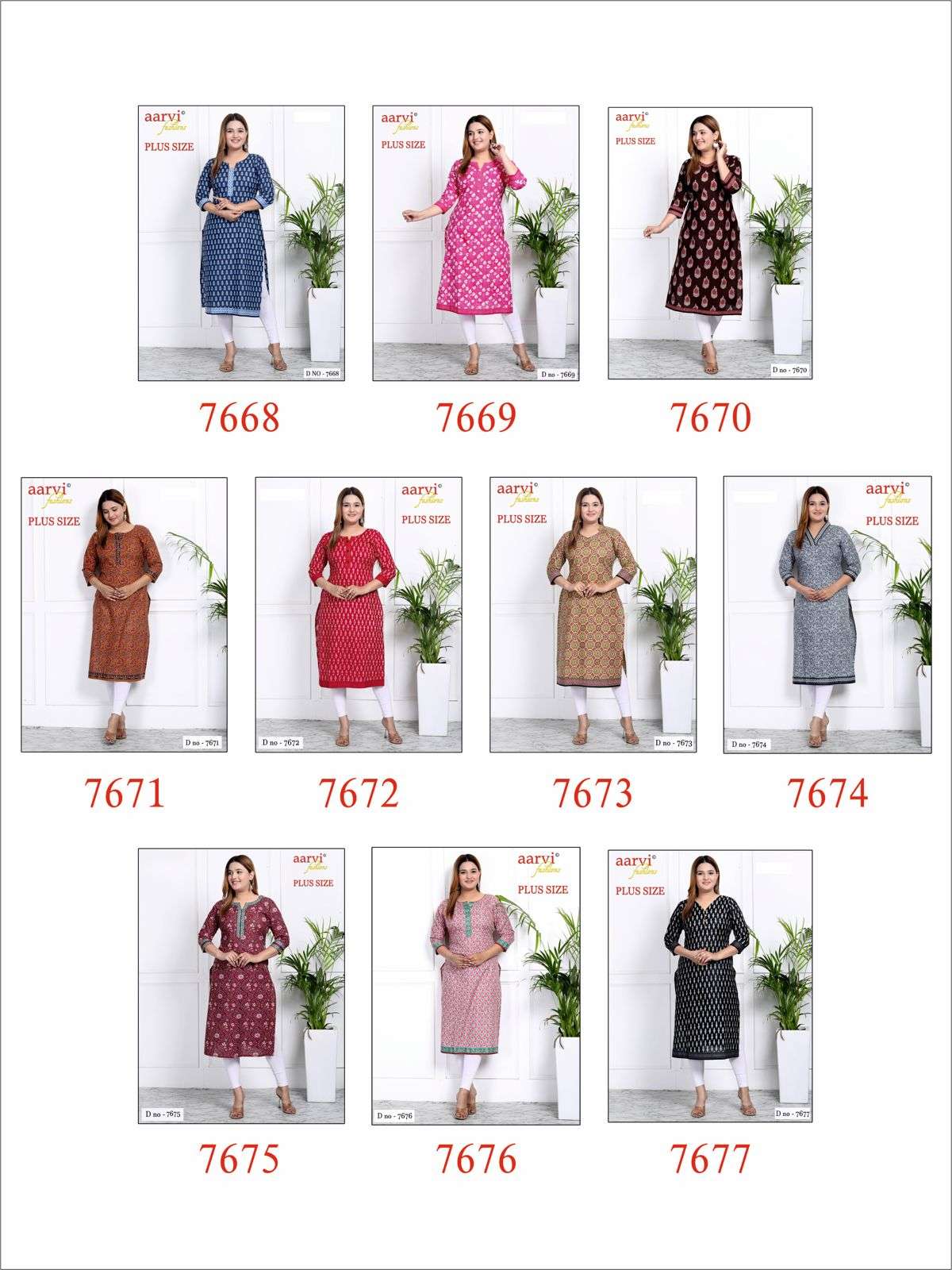 AARVI FASHION PLUS SIZE VOL 3 COTTON PRINTED KURTI 