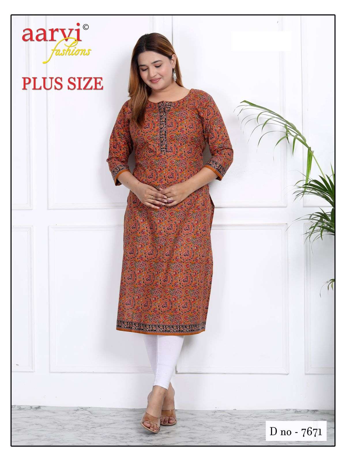AARVI FASHION PLUS SIZE VOL 3 COTTON PRINTED KURTI 